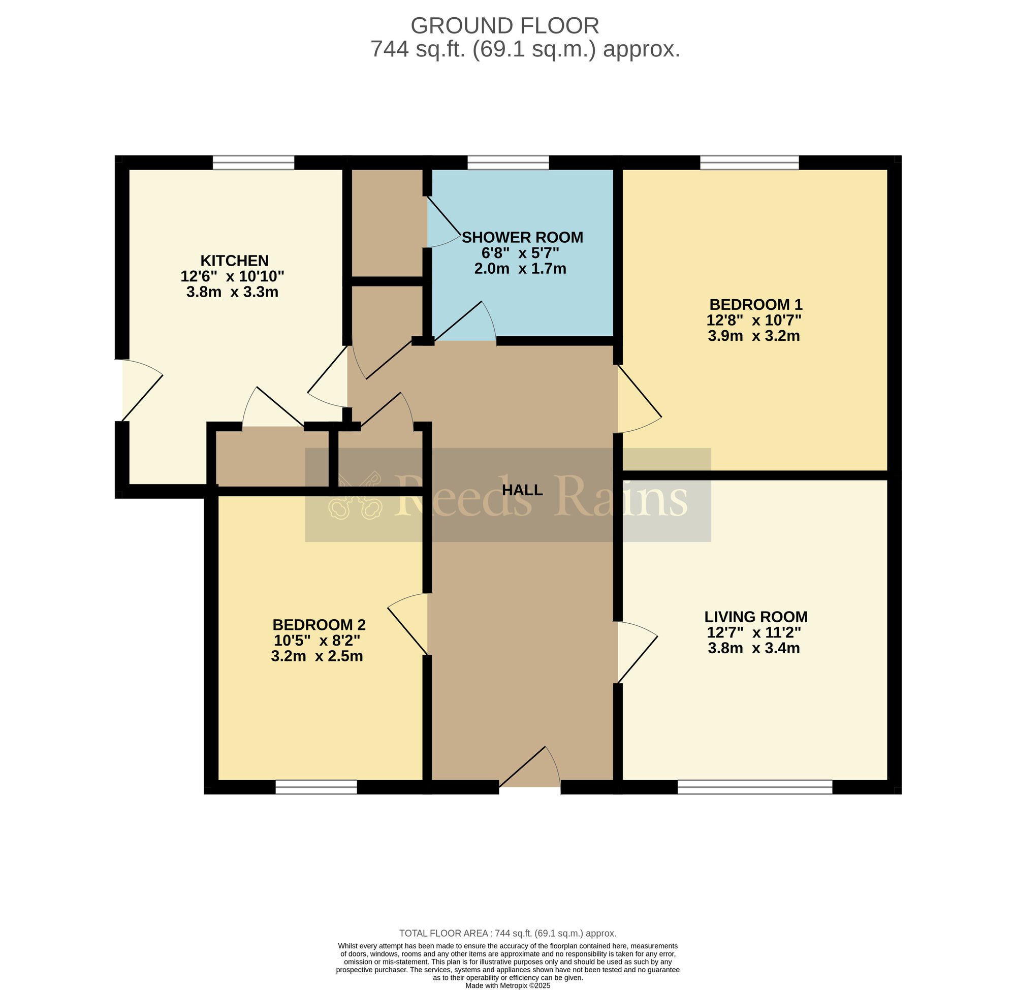 Floorplan of 2 bedroom End Terrace Bungalow for sale, Village Street, Harvington, Worcestershire, WR11