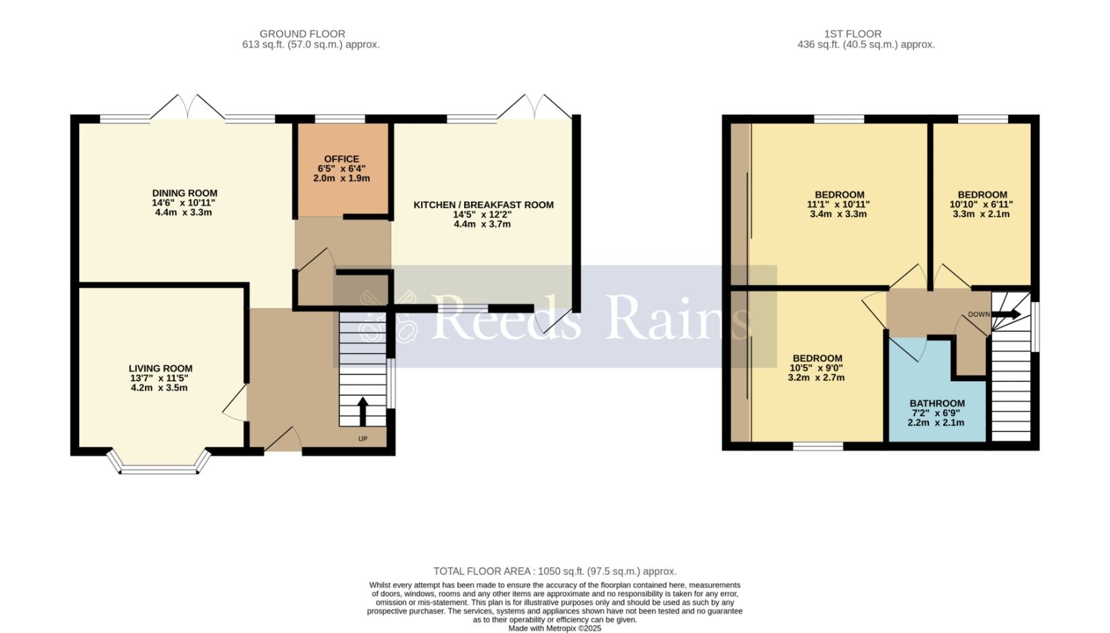 Floorplan of 3 bedroom Mid Terrace House for sale, Kings Road, Evesham, Worcestershire, WR11