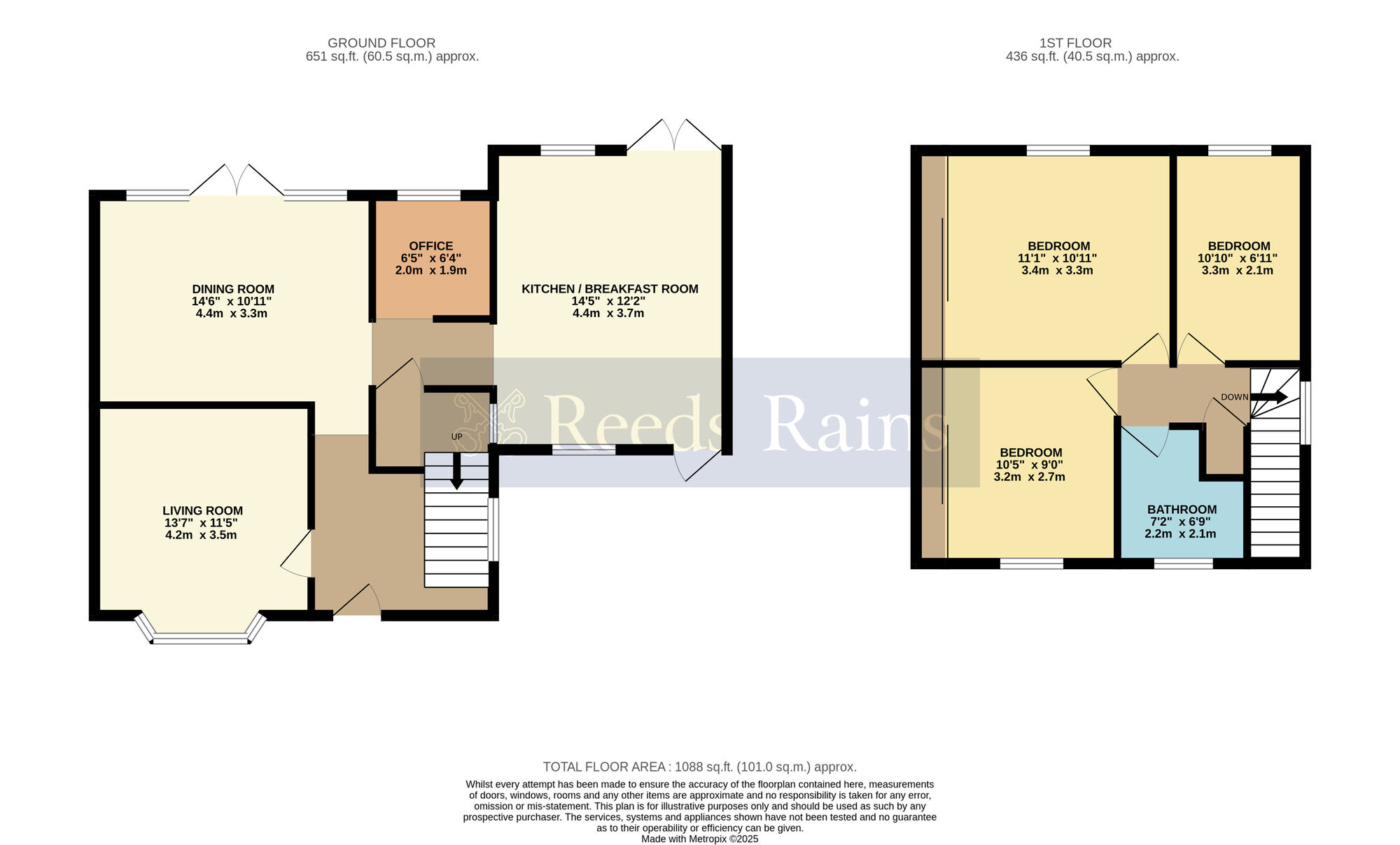 Floorplan of 3 bedroom Mid Terrace House for sale, Kings Road, Evesham, Worcestershire, WR11