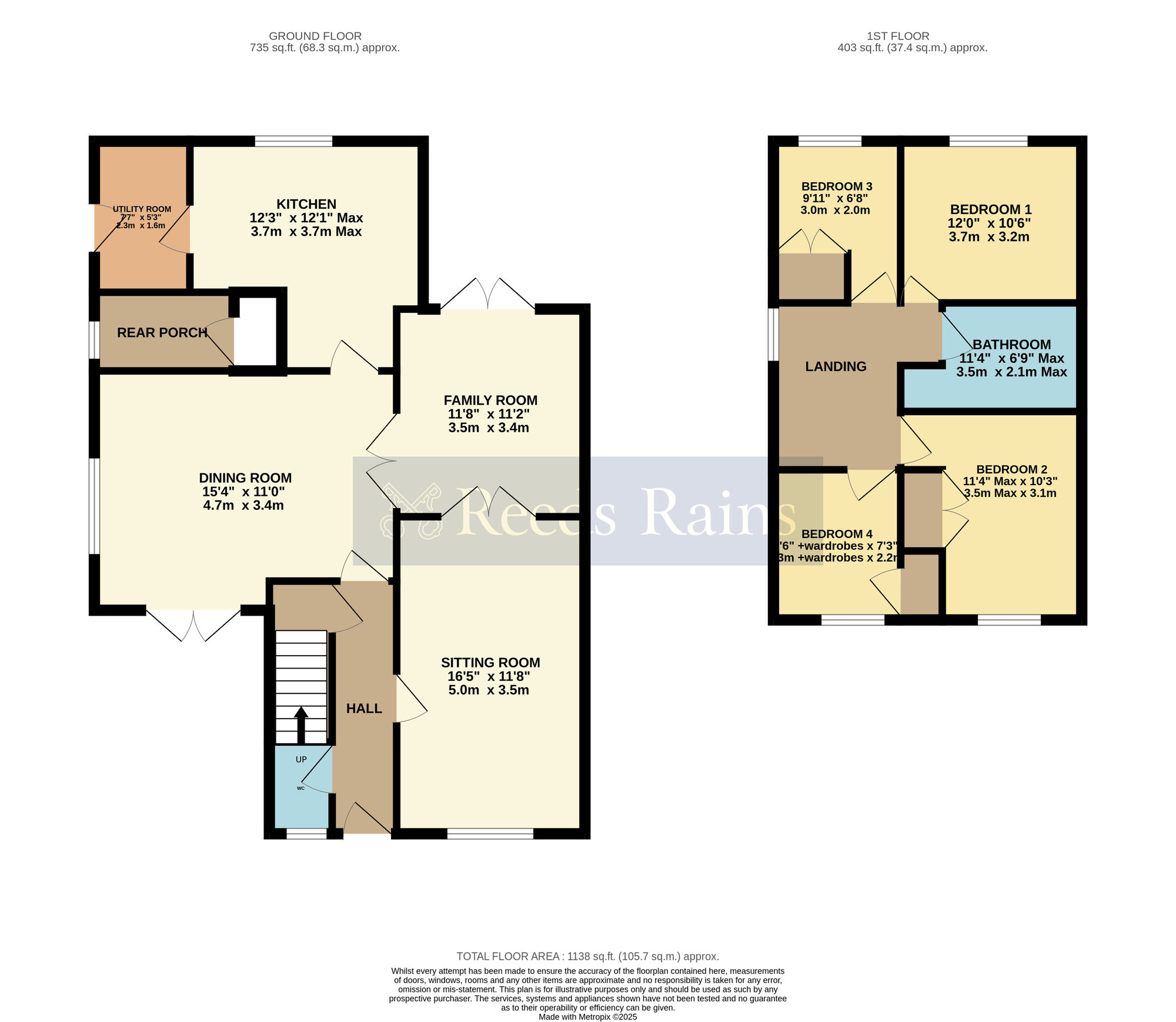 Floorplan of 5 bedroom End Terrace House for sale, Woodlands, Evesham, Worcestershire, WR11