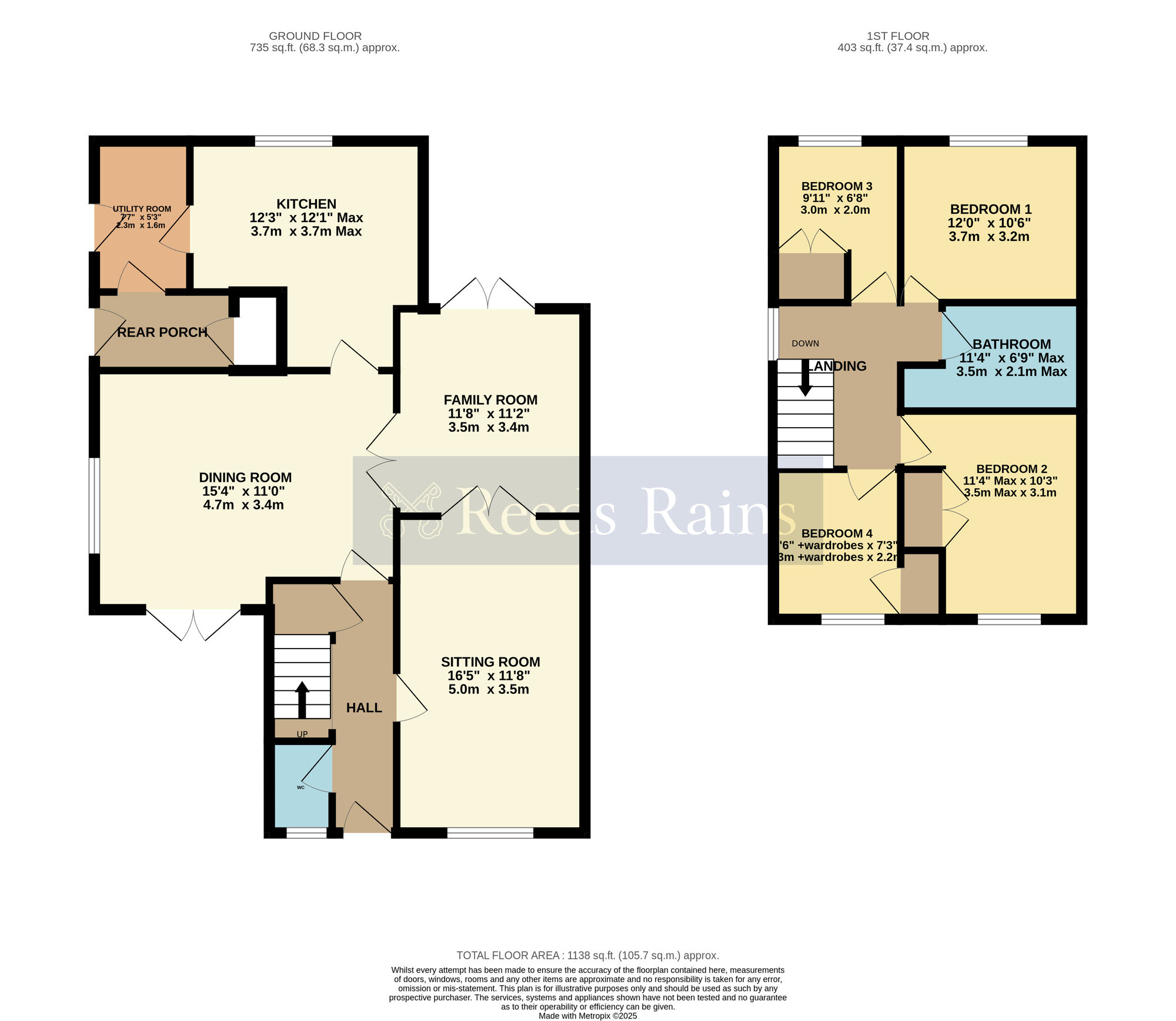 Floorplan of 4 bedroom End Terrace House for sale, Woodlands, Evesham, Worcestershire, WR11