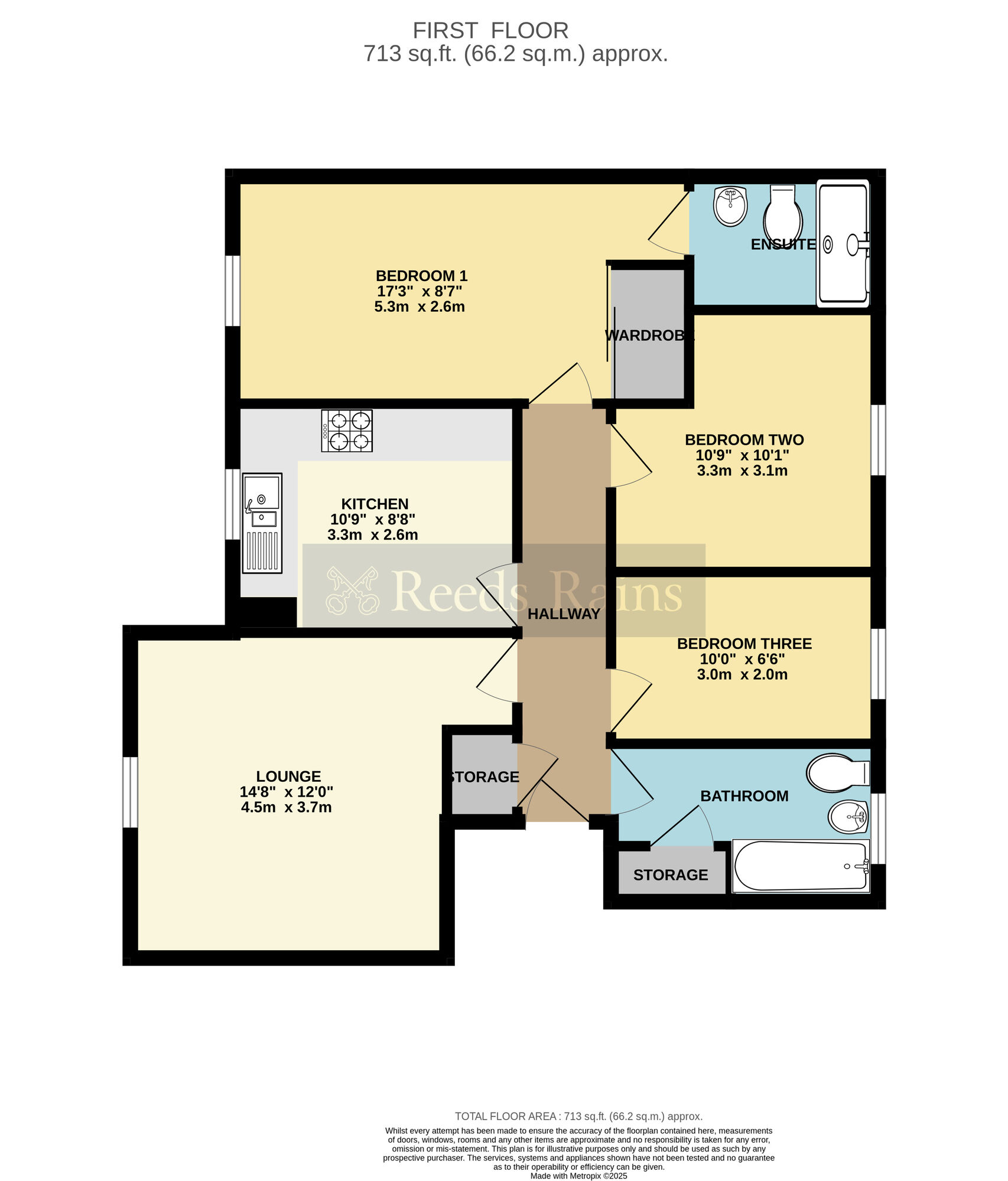 Floorplan of 3 bedroom  Flat for sale, Swan Lane, Evesham, Worcestershire, WR11