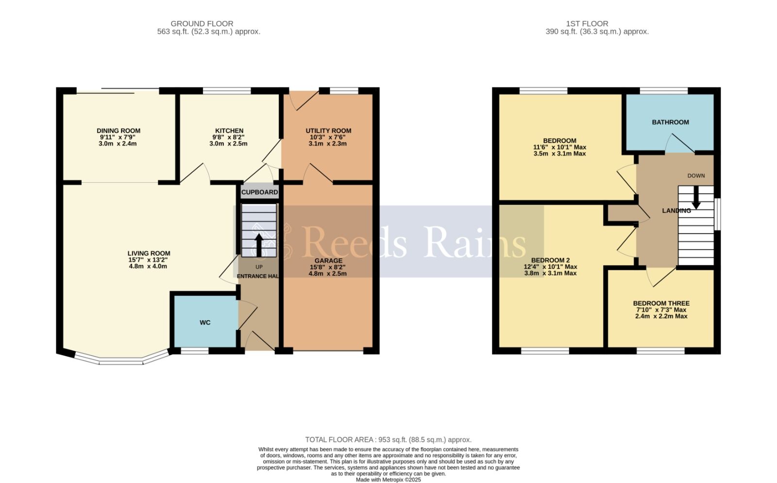 Floorplan of 3 bedroom Detached House for sale, Celandine Way, Evesham, Worcestershire, WR11