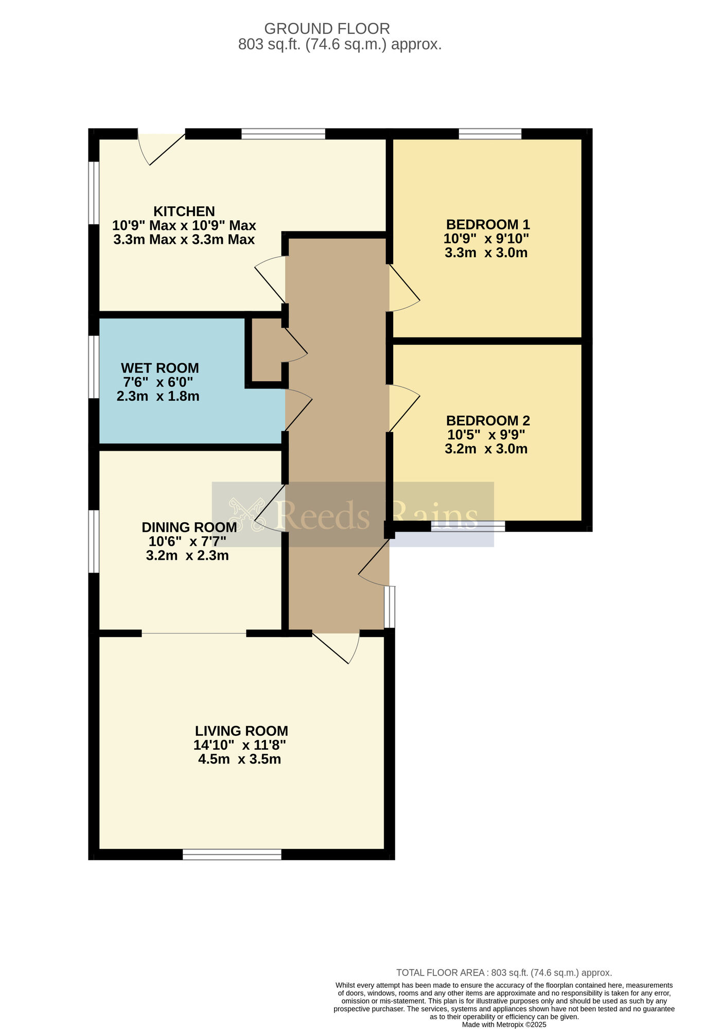 Floorplan of 2 bedroom Detached Bungalow for sale, St. Andrew Road, Evesham, Worcestershire, WR11