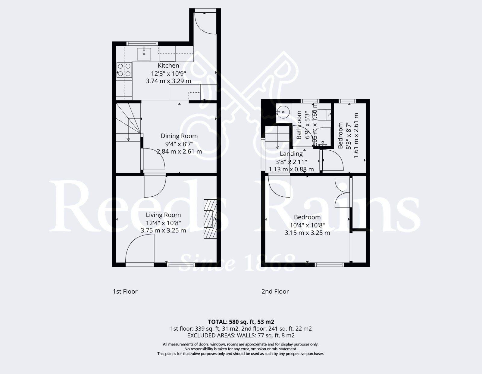 Floorplan of 2 bedroom Semi Detached House for sale, Main Street, Bishampton, Worcestershire, WR10