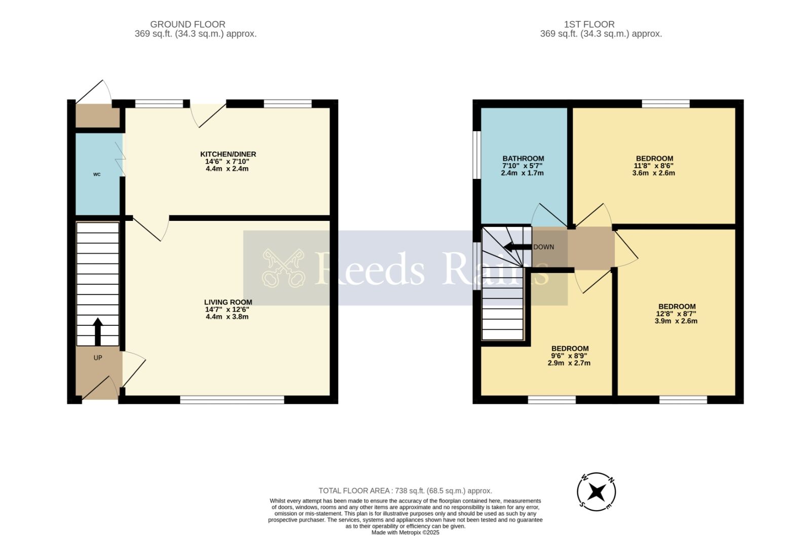 Floorplan of 3 bedroom Semi Detached House for sale, Middlesex, Pebworth, Worcestershire, CV37