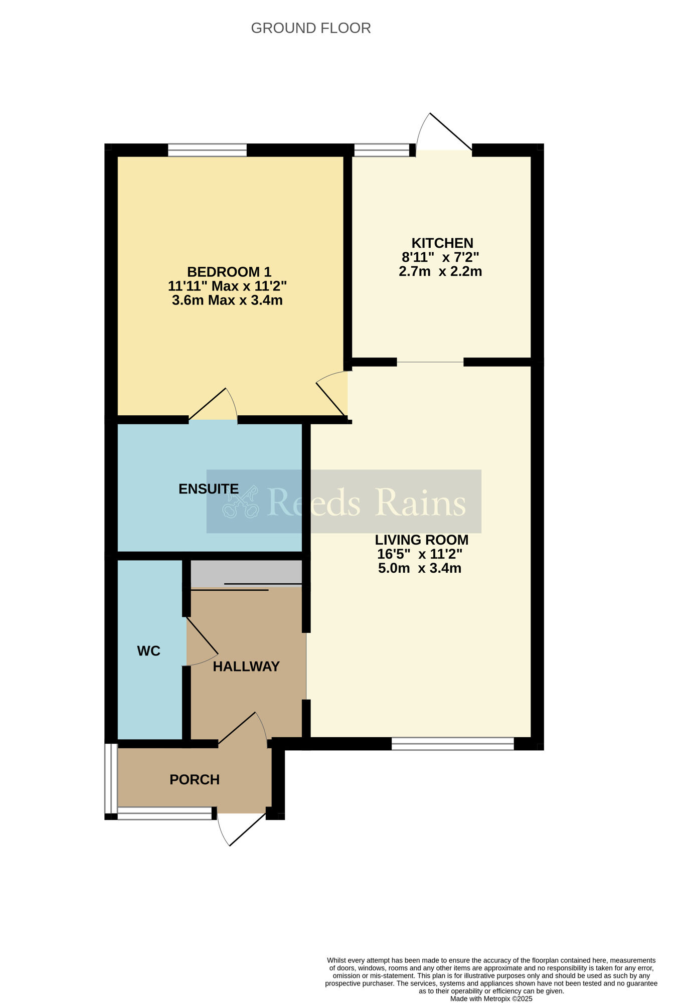 Floorplan of 1 bedroom Mid Terrace Bungalow for sale, Burford Gardens, Evesham, Worcestershire, WR11