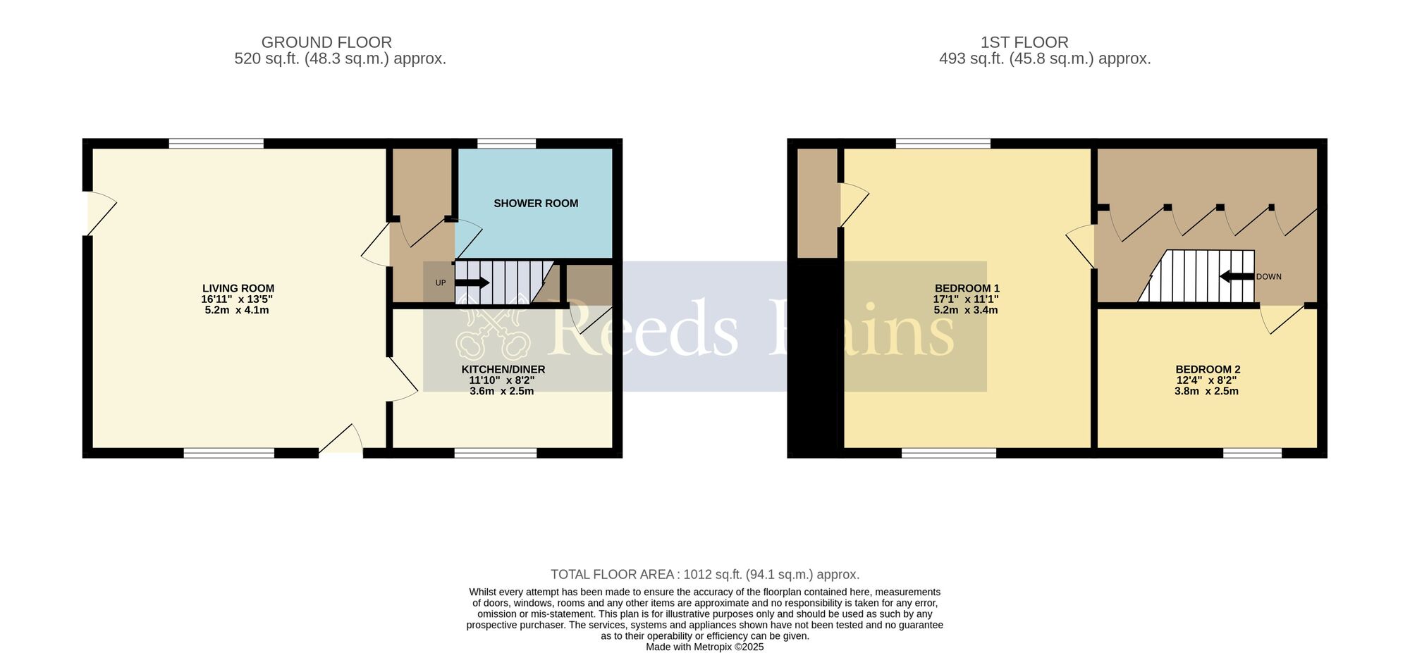Floorplan of 2 bedroom Semi Detached House for sale, Grange Lane, Harvington, Worcestershire, WR11