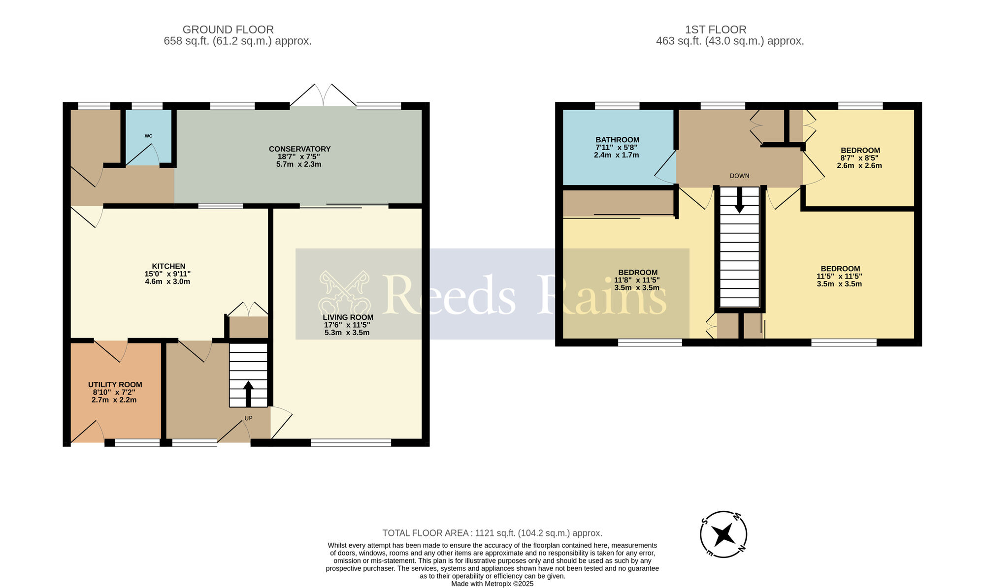 Floorplan of 3 bedroom Mid Terrace House for sale, Fairfield Road, Evesham, Worcestershire, WR11