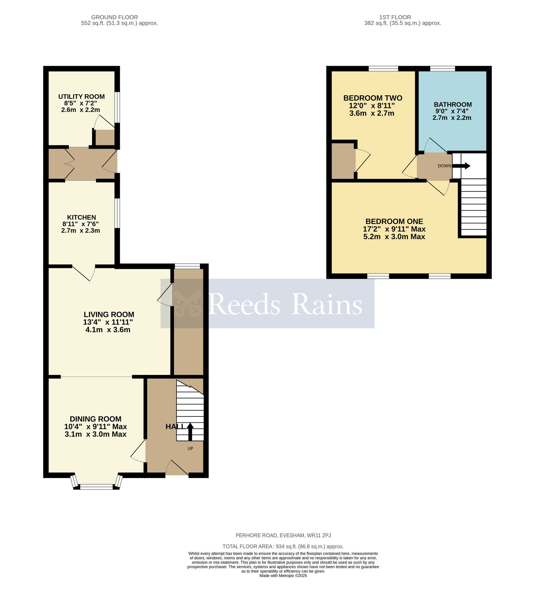 Floorplan of 2 bedroom Mid Terrace House for sale, Pershore Road, Evesham, Worcestershire, WR11
