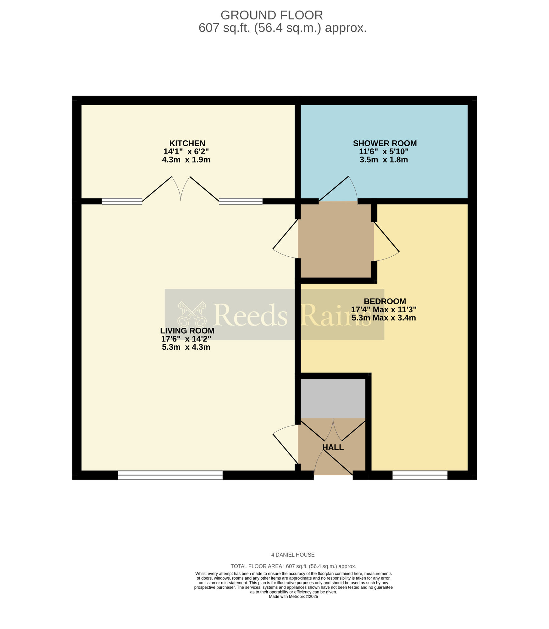Floorplan of 1 bedroom  Flat for sale, St. Christopher Court, Evesham, Worcestershire, WR11