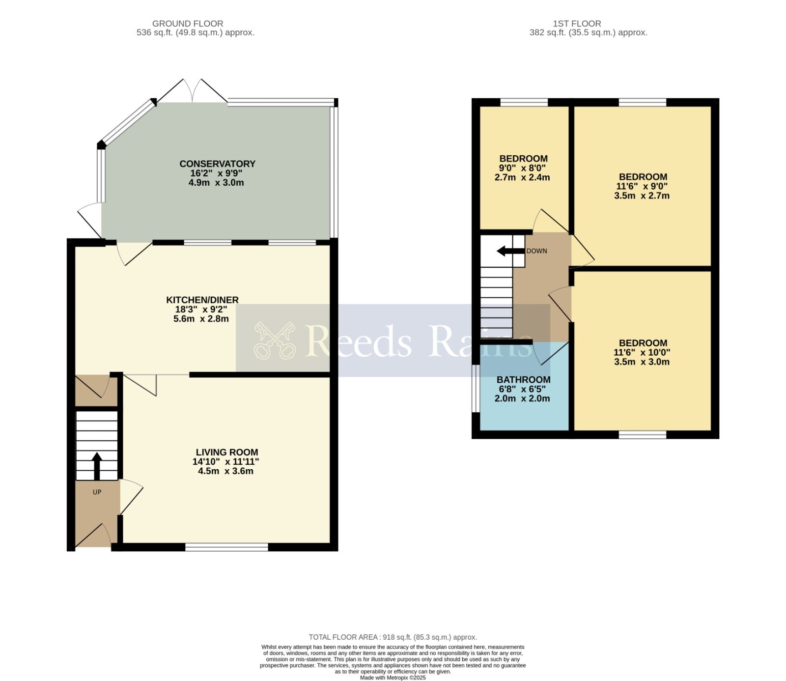 Floorplan of 3 bedroom Semi Detached House for sale, Winchcombe Road, Sedgeberrow, Worcestershire, WR11