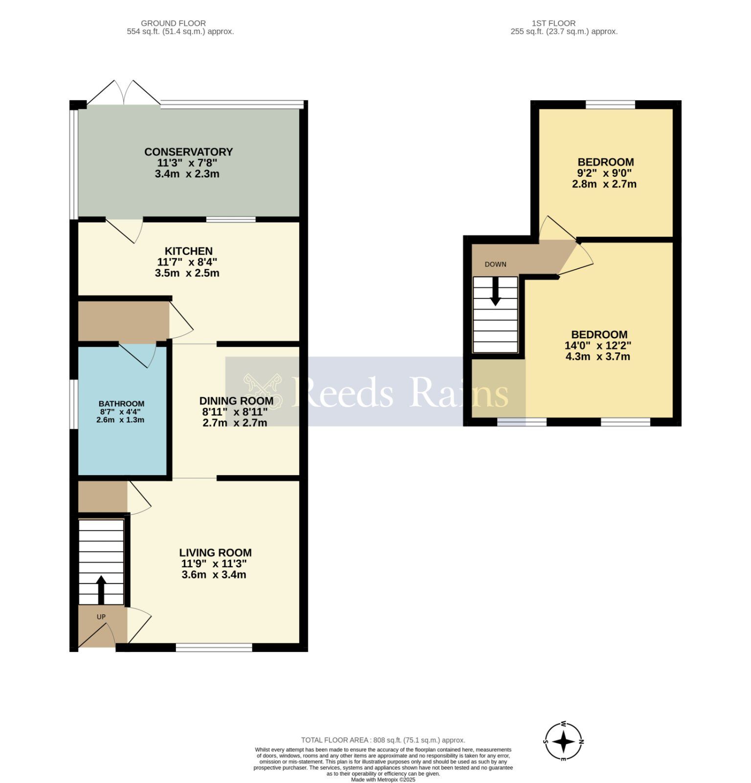 Floorplan of 2 bedroom Mid Terrace House for sale, Willersey Road, Badsey, Worcestershire, WR11