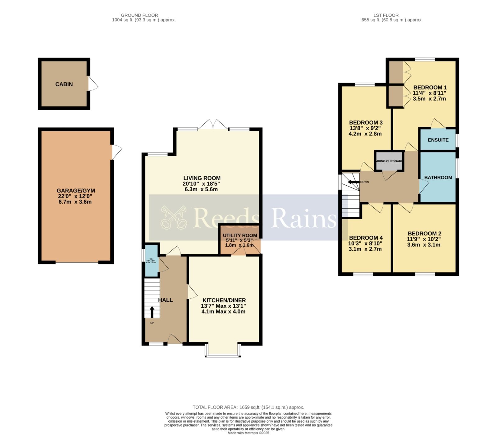 Floorplan of 4 bedroom Detached House for sale, Brooklands Drive, Evesham, Worcestershire, WR11