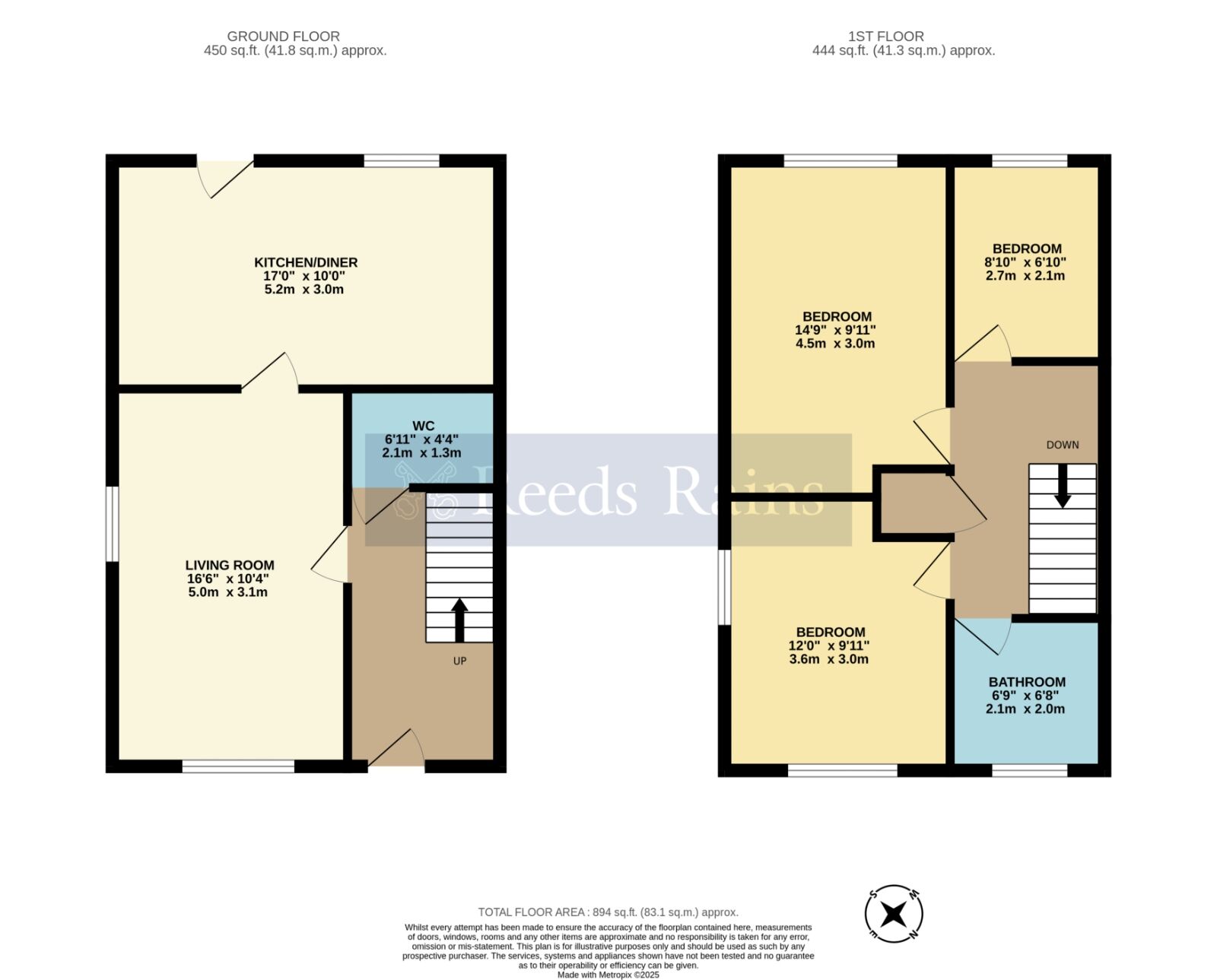 Floorplan of 3 bedroom Semi Detached House for sale, Moorcroft Fields, Drakes Broughton, Worcestershire, WR10
