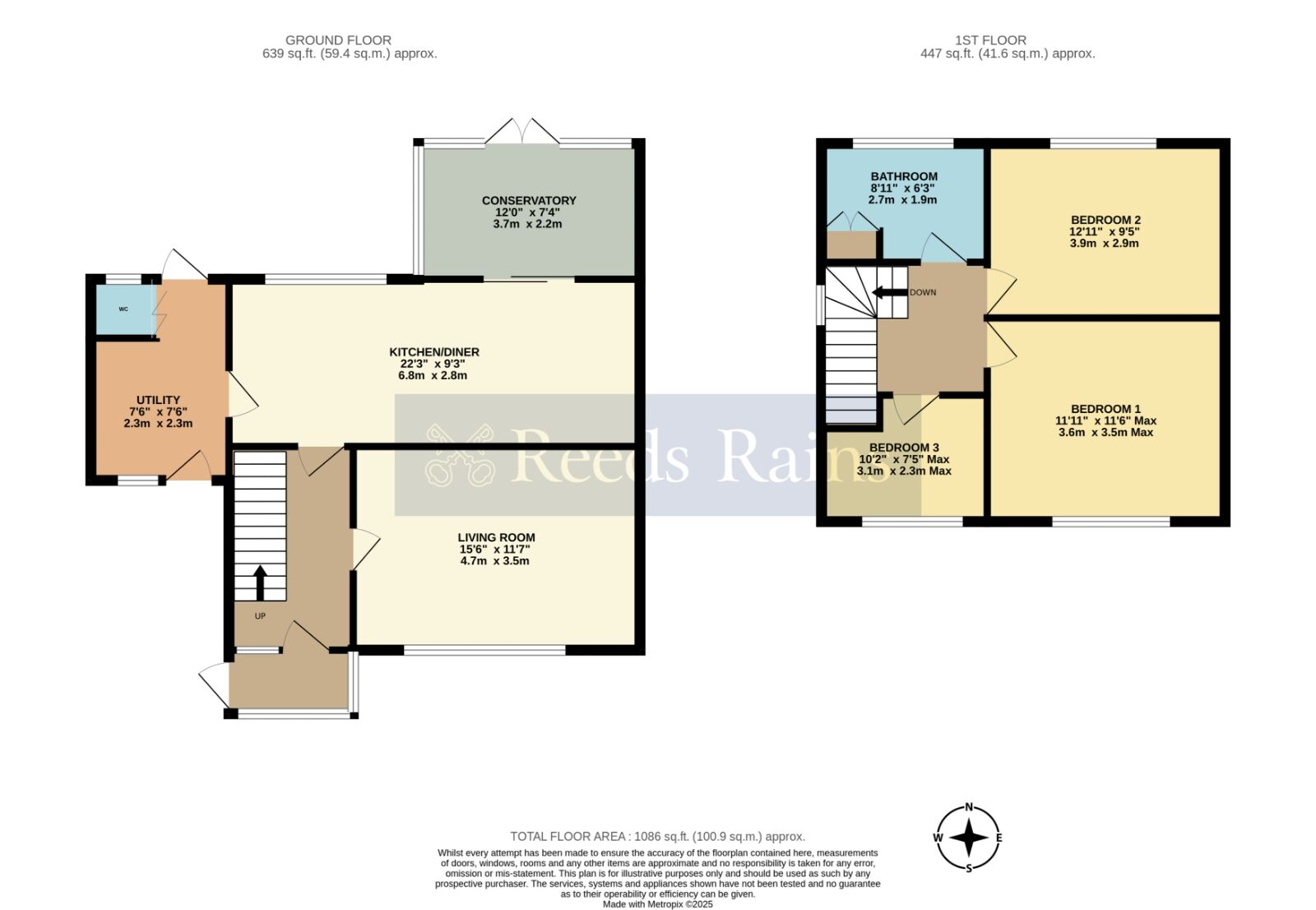 Floorplan of 3 bedroom Semi Detached House for sale, Withy Trees Road, South Littleton, Worcestershire, WR11