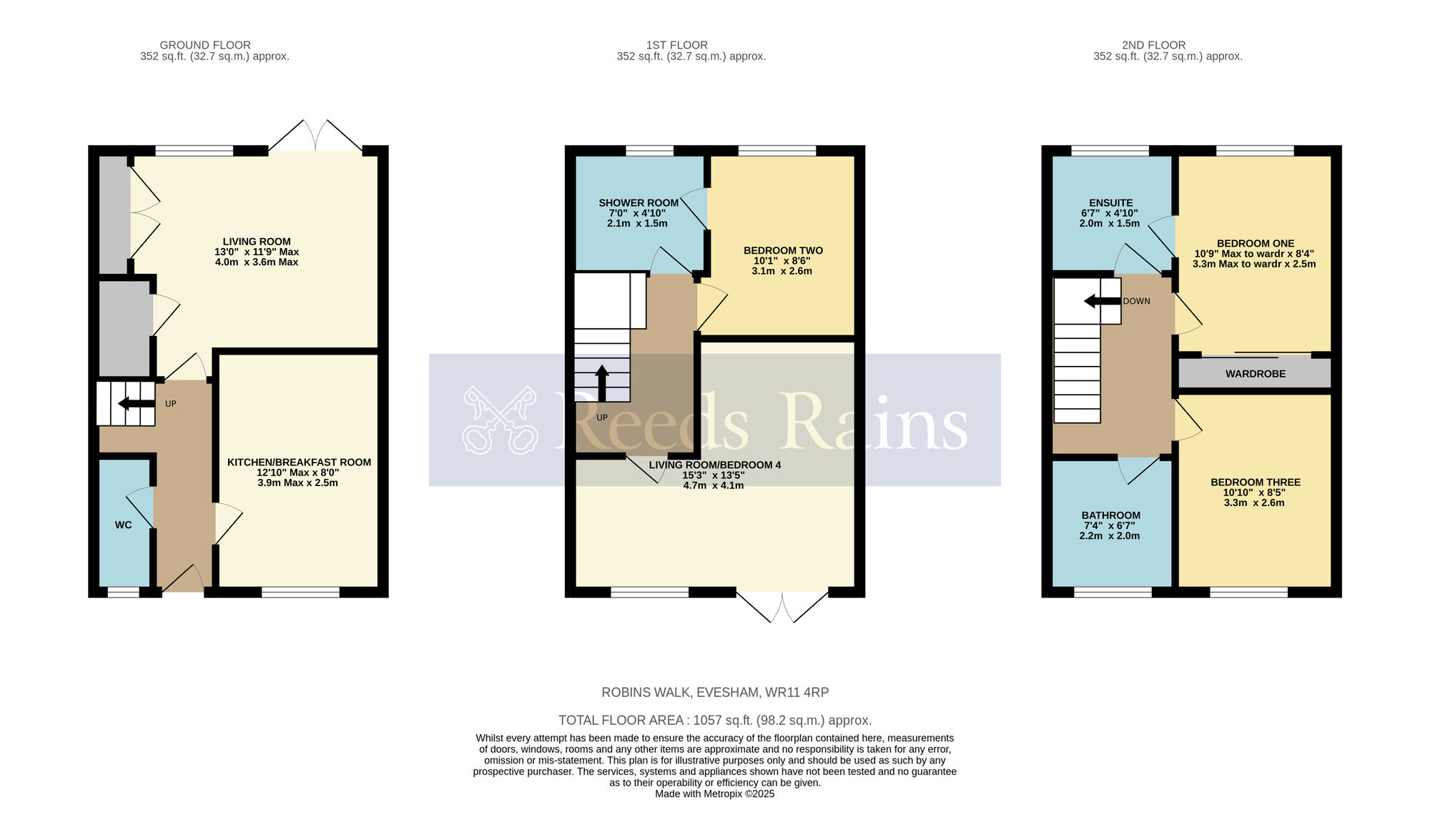 Floorplan of 4 bedroom Semi Detached House for sale, Robins Walk, Evesham, Worcestershire, WR11
