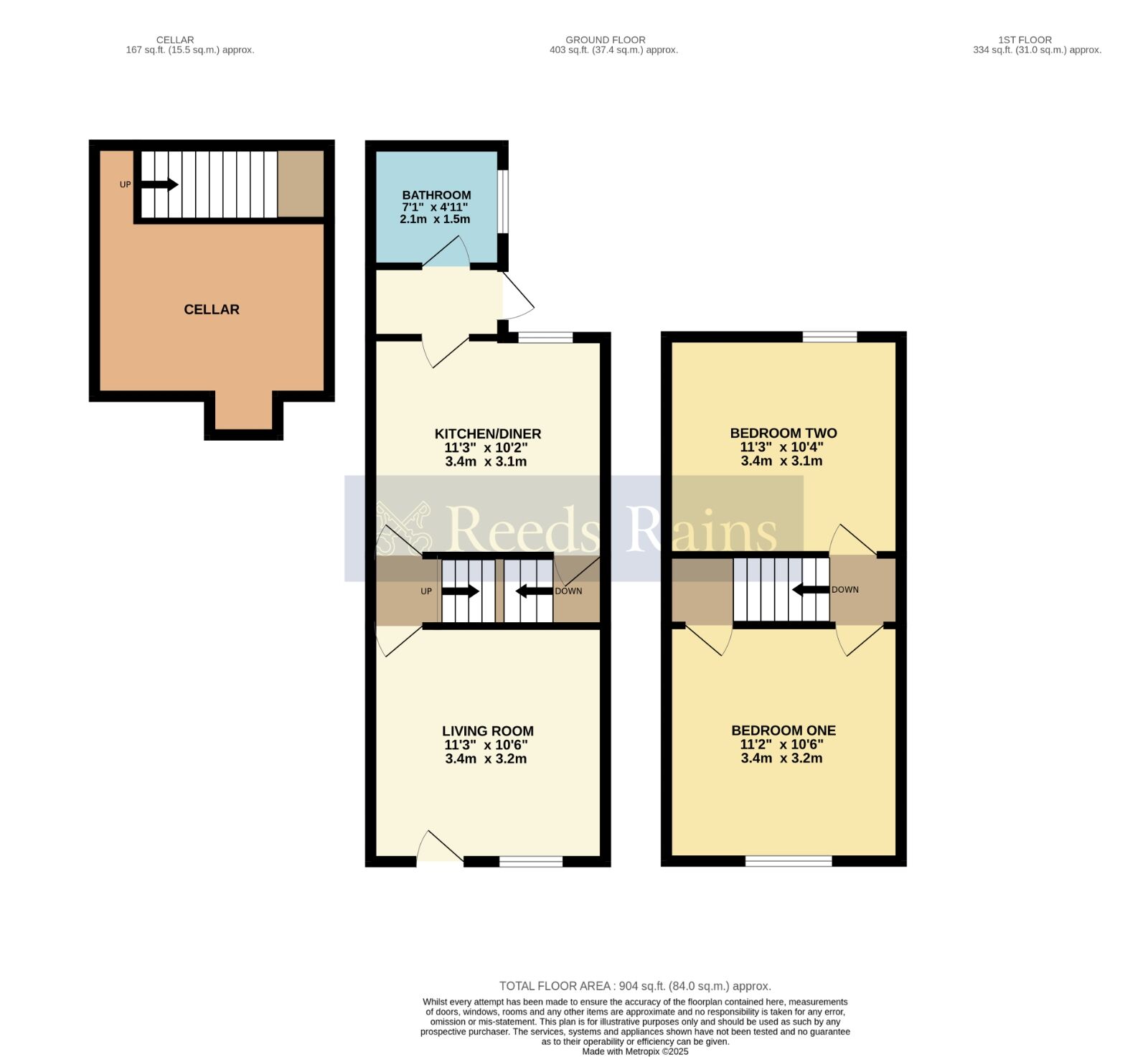 Floorplan of 2 bedroom Mid Terrace House for sale, Middle Road, Worcester, Worcestershire, WR2