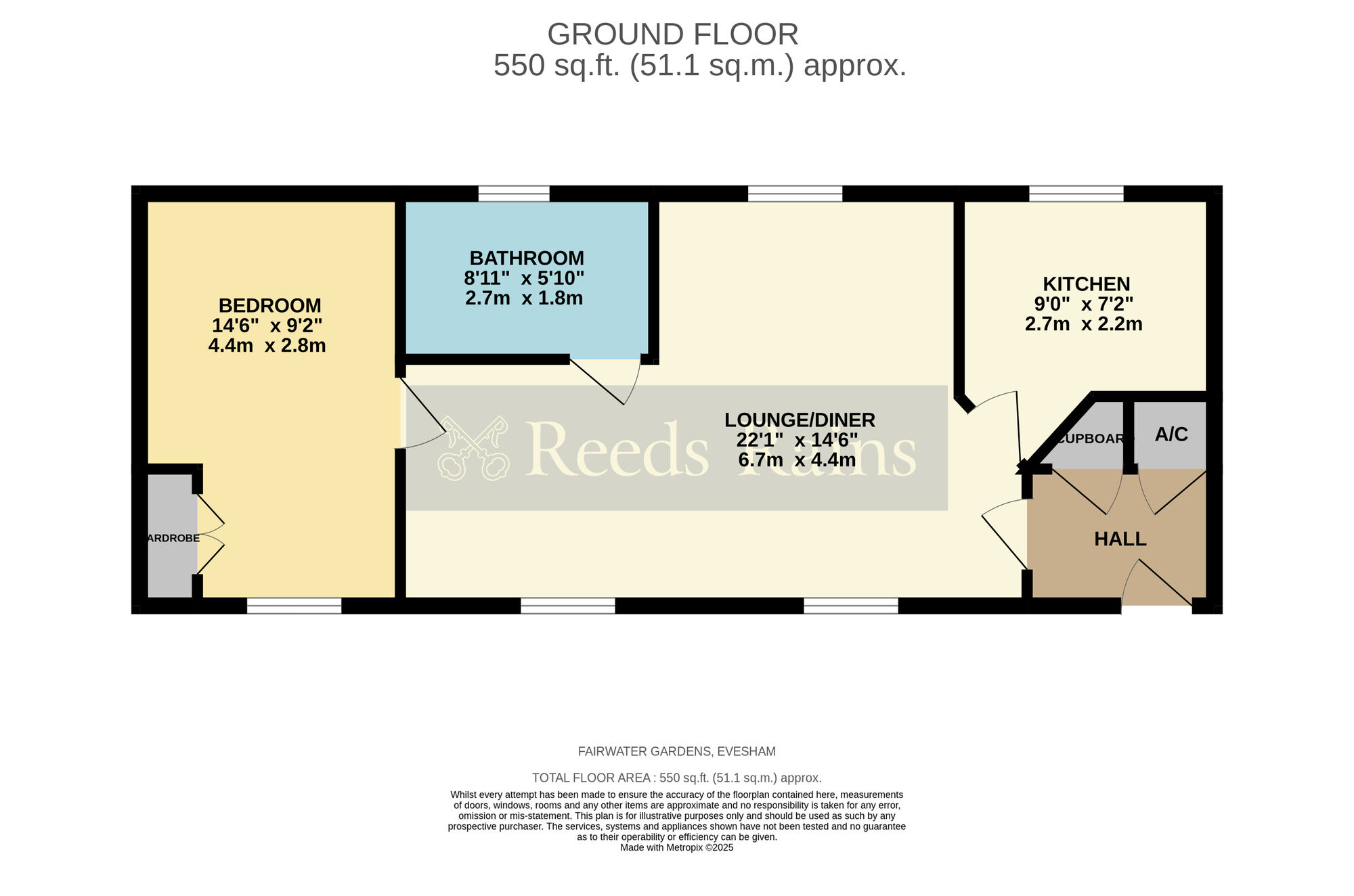 Floorplan of 1 bedroom Flat for sale, Coopers Lane, Evesham, Worcestershire, WR11