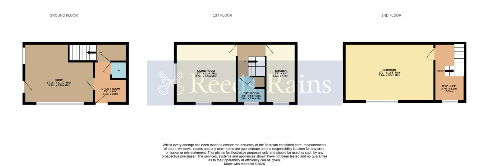 Floorplan of 1 bedroom End Terrace House for sale, Swan Lane, Evesham, Worcestershire, WR11