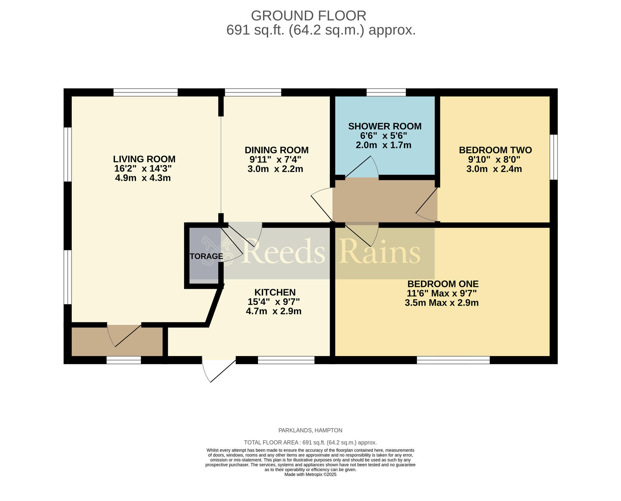 Floorplan of 2 bedroom Detached Property for sale, Parklands, Evesham, Worcestershire, WR11