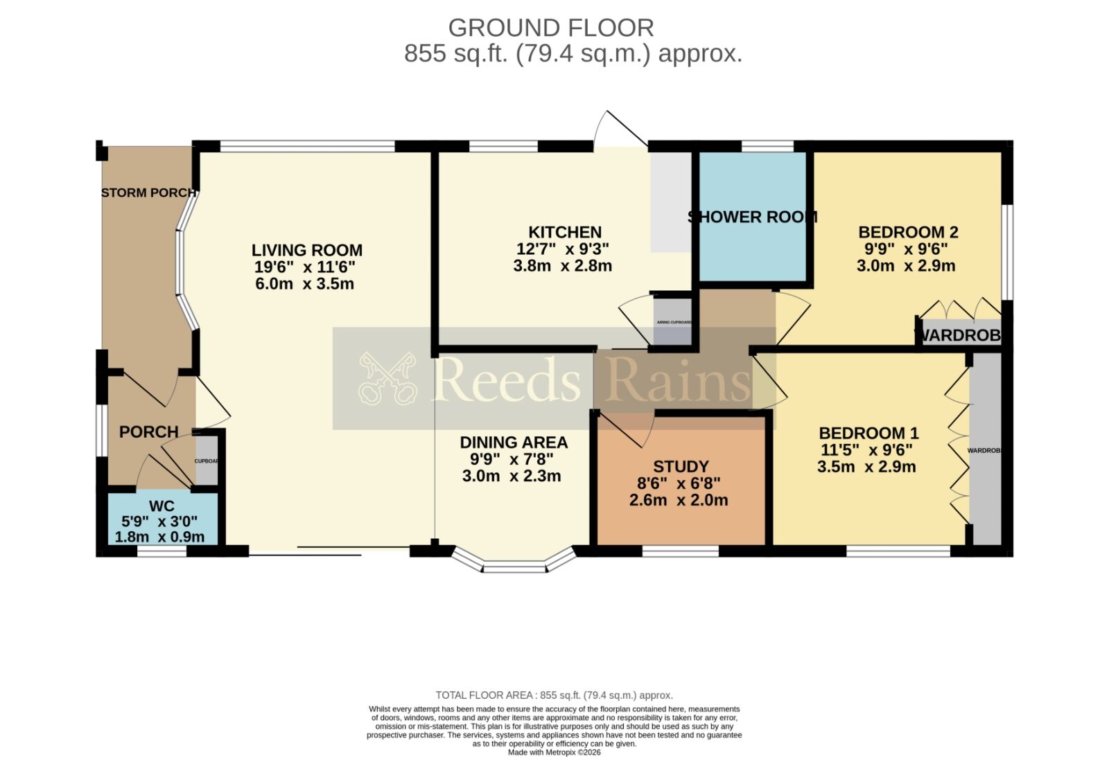 Floorplan of 2 bedroom Detached Property for sale, Parklands, Evesham, Worcestershire, WR11