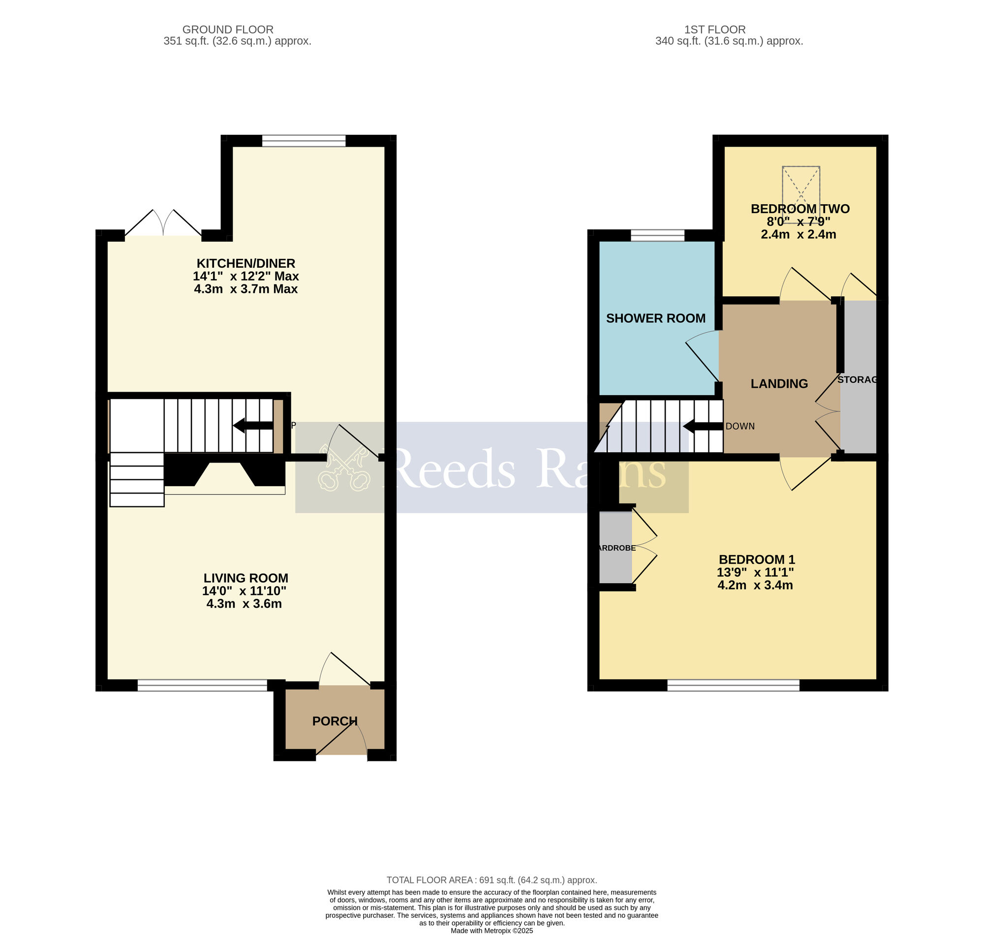 Floorplan of 2 bedroom Mid Terrace House for sale, St. James Close, Harvington, Worcestershire, WR11