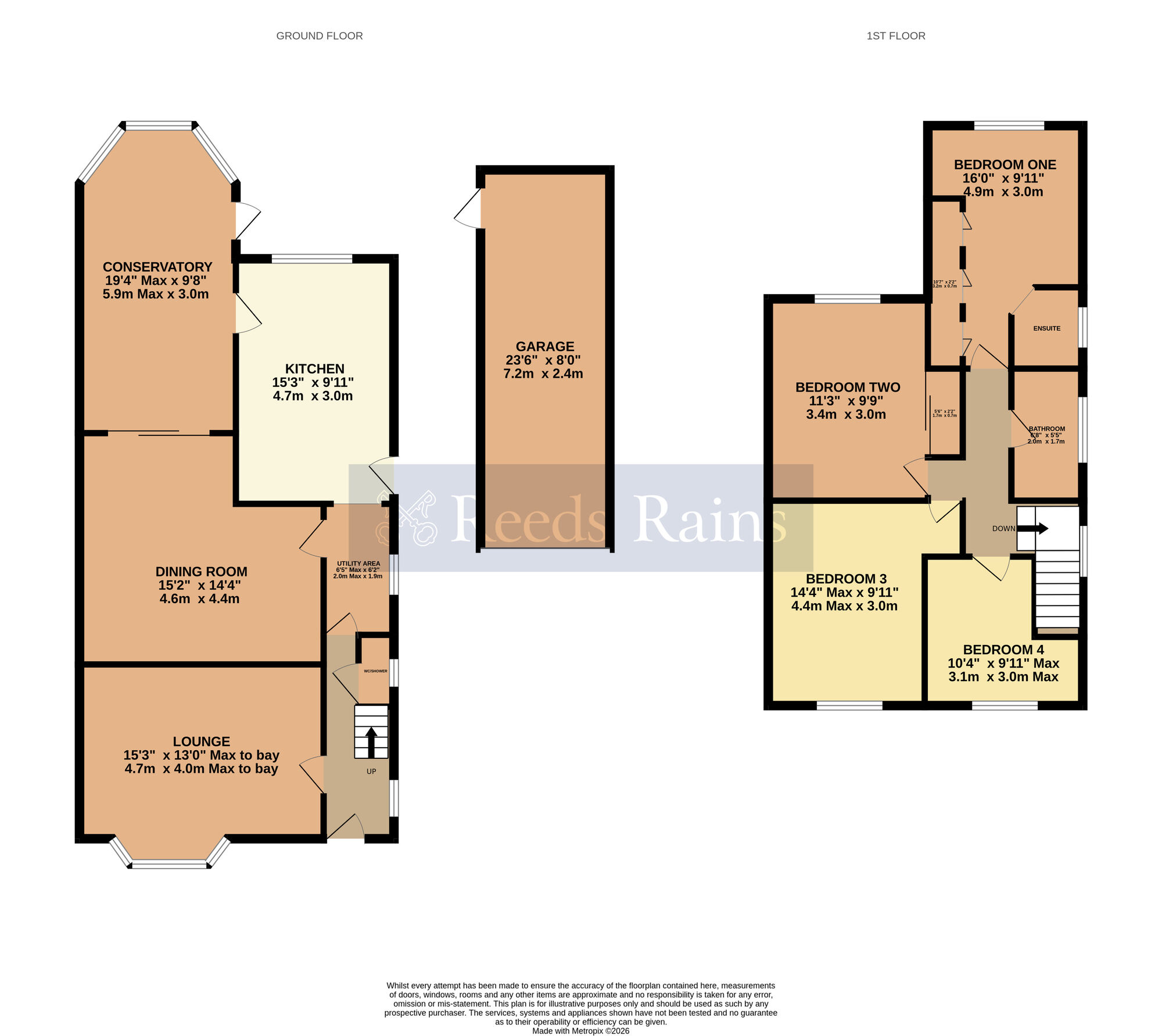 Floorplan of 4 bedroom Semi Detached House for sale, Allardene, Evesham, Worcestershire, WR11