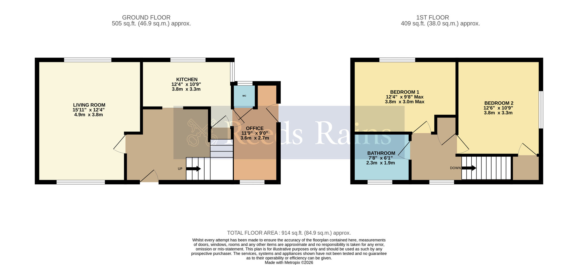 Floorplan of 2 bedroom Semi Detached House for sale, Ivy Lane, Bretforton, Worcestershire, WR11