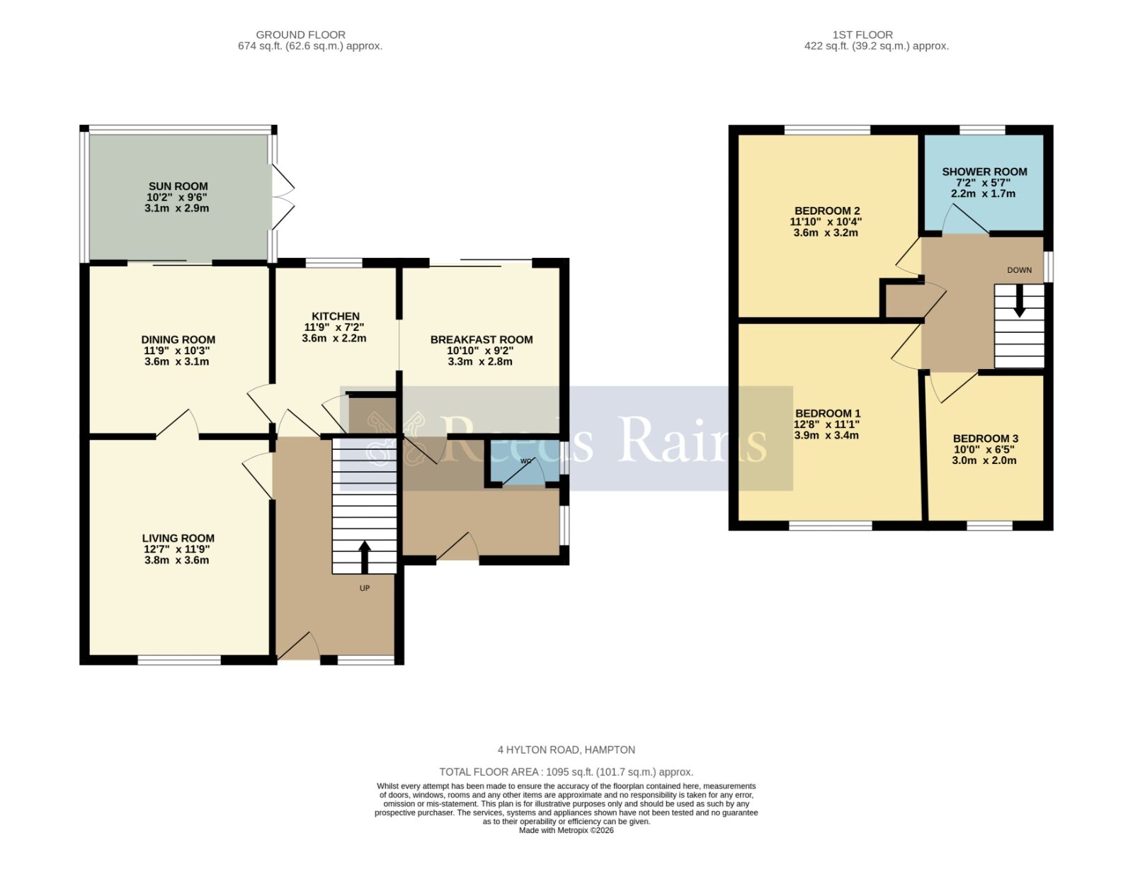Floorplan of 3 bedroom Detached House for sale, Hylton Road, Evesham, Worcestershire, WR11