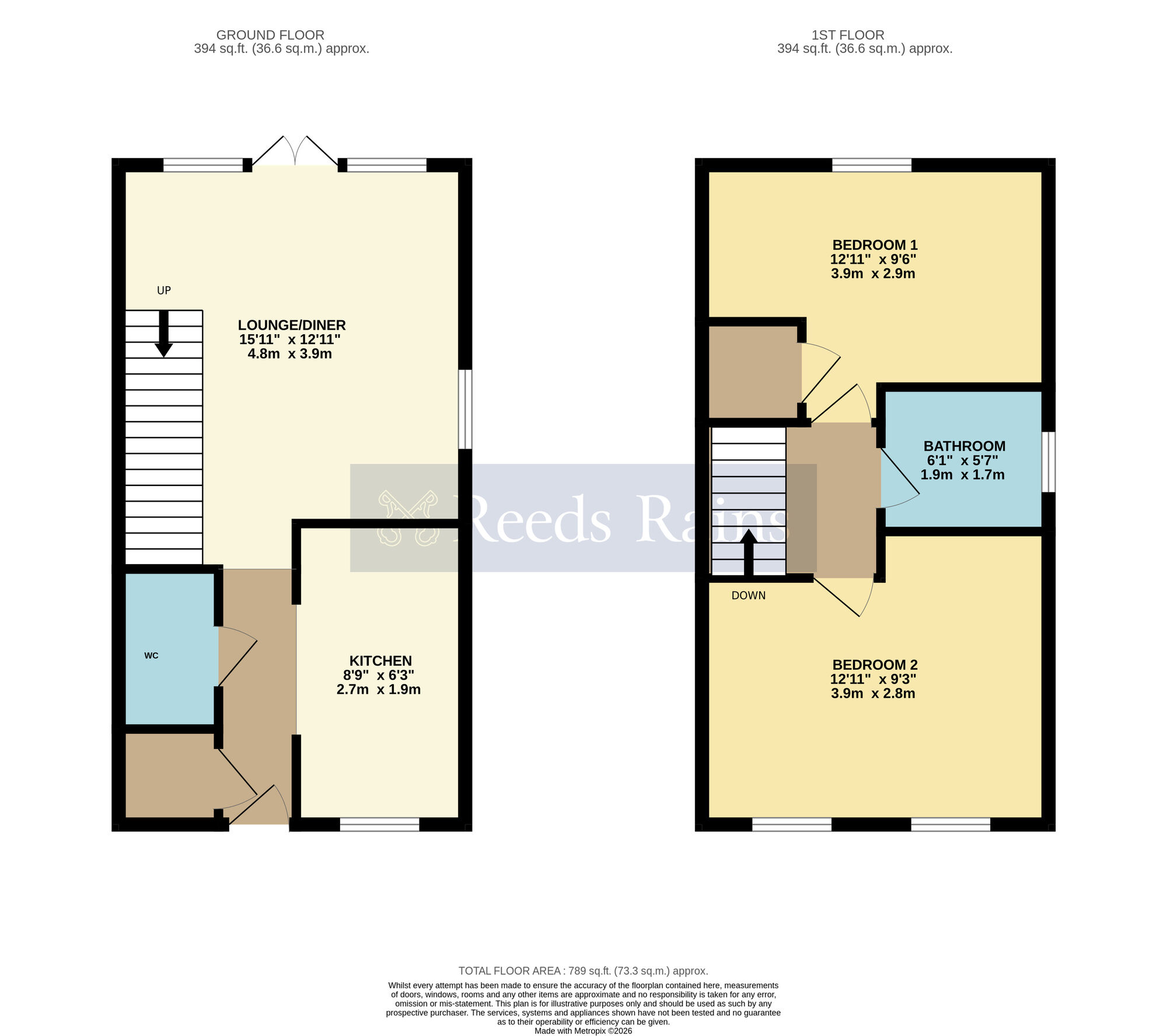 Floorplan of 2 bedroom Semi Detached House for sale, Laxton Crescent, Evesham, Worcestershire, WR11