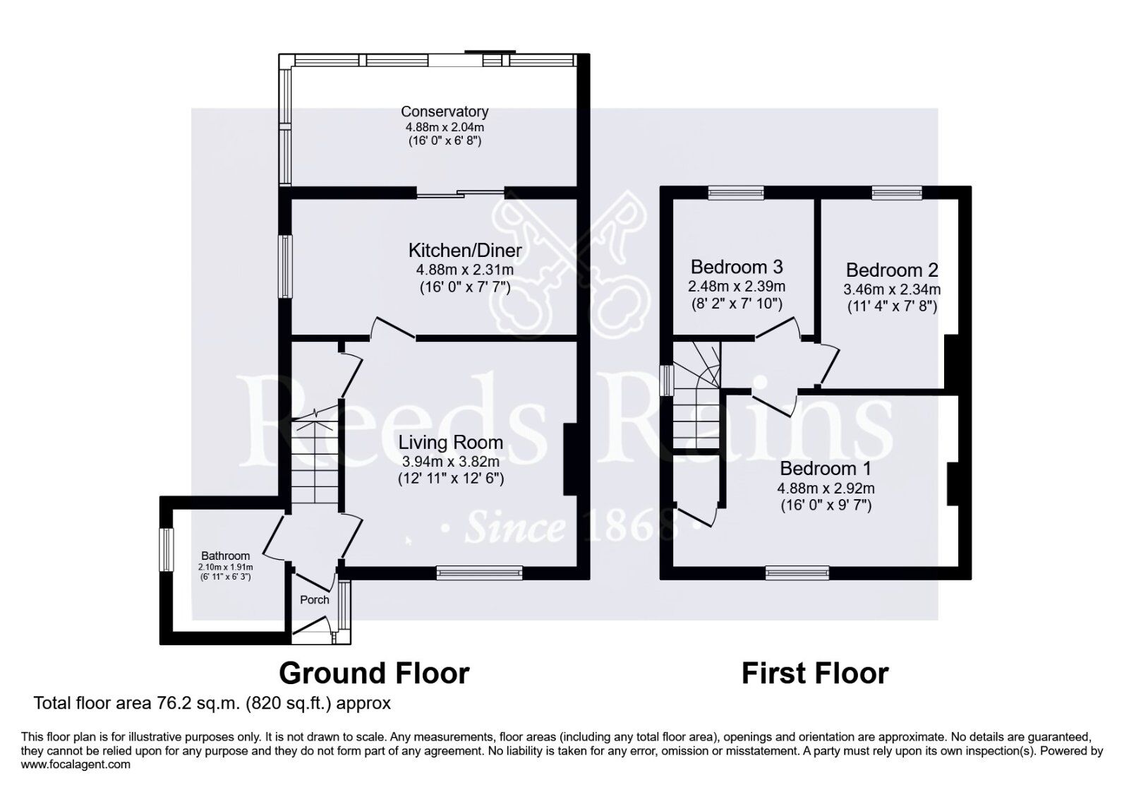 Floorplan of 3 bedroom Semi Detached House for sale, Newtown, Offenham, Worcestershire, WR11