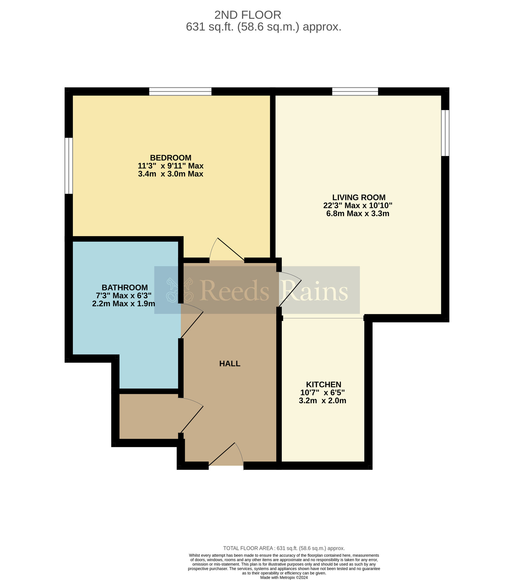 Floorplan of 1 bedroom Flat for sale, Waterside, Evesham, Worcestershire, WR11
