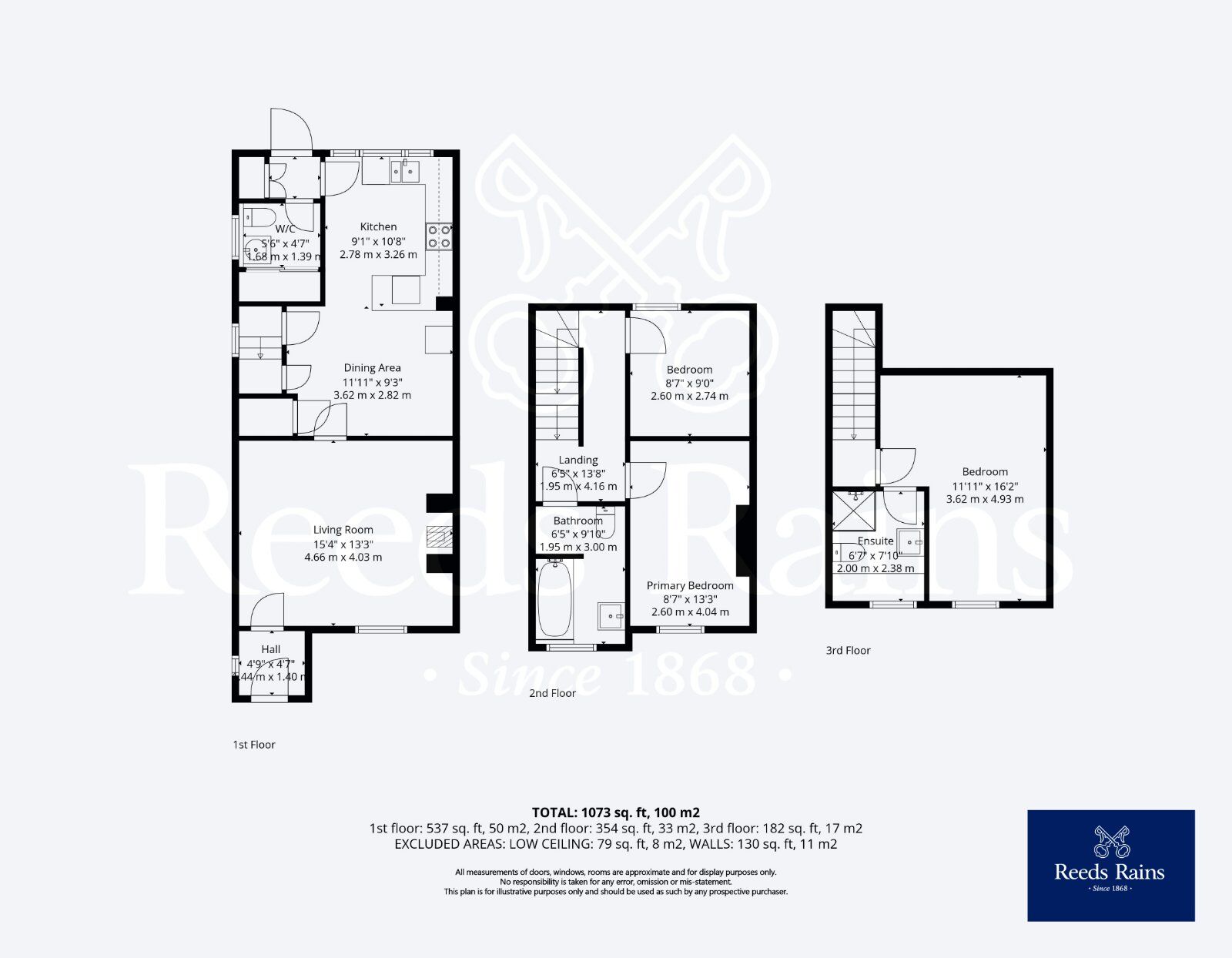 Floorplan of 3 bedroom Semi Detached House for sale, Mill Road, Evesham, Worcestershire, WR11