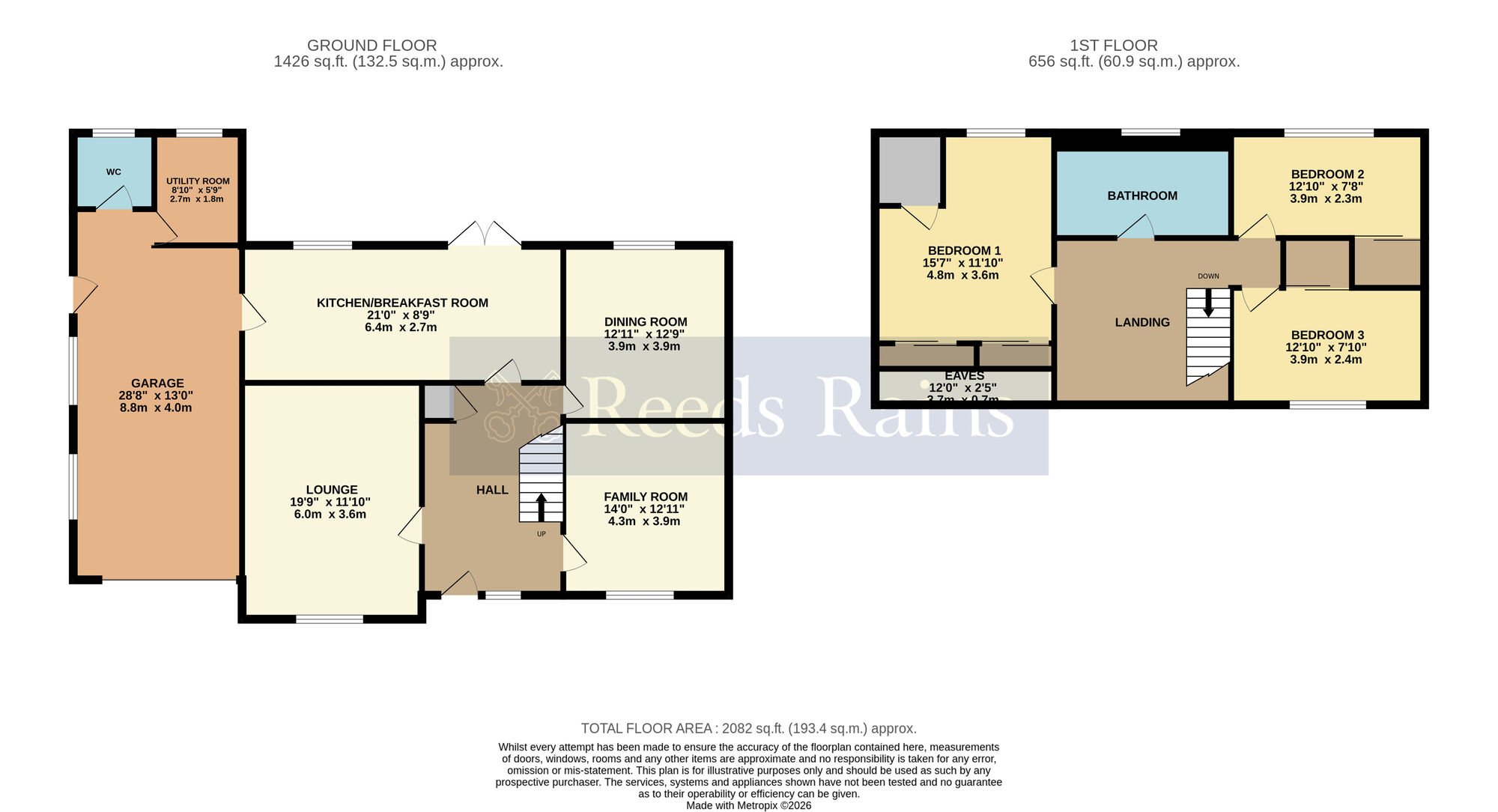 Floorplan of 4 bedroom Detached House for sale, Simon De Montfort Drive, Evesham, Worcestershire, WR11