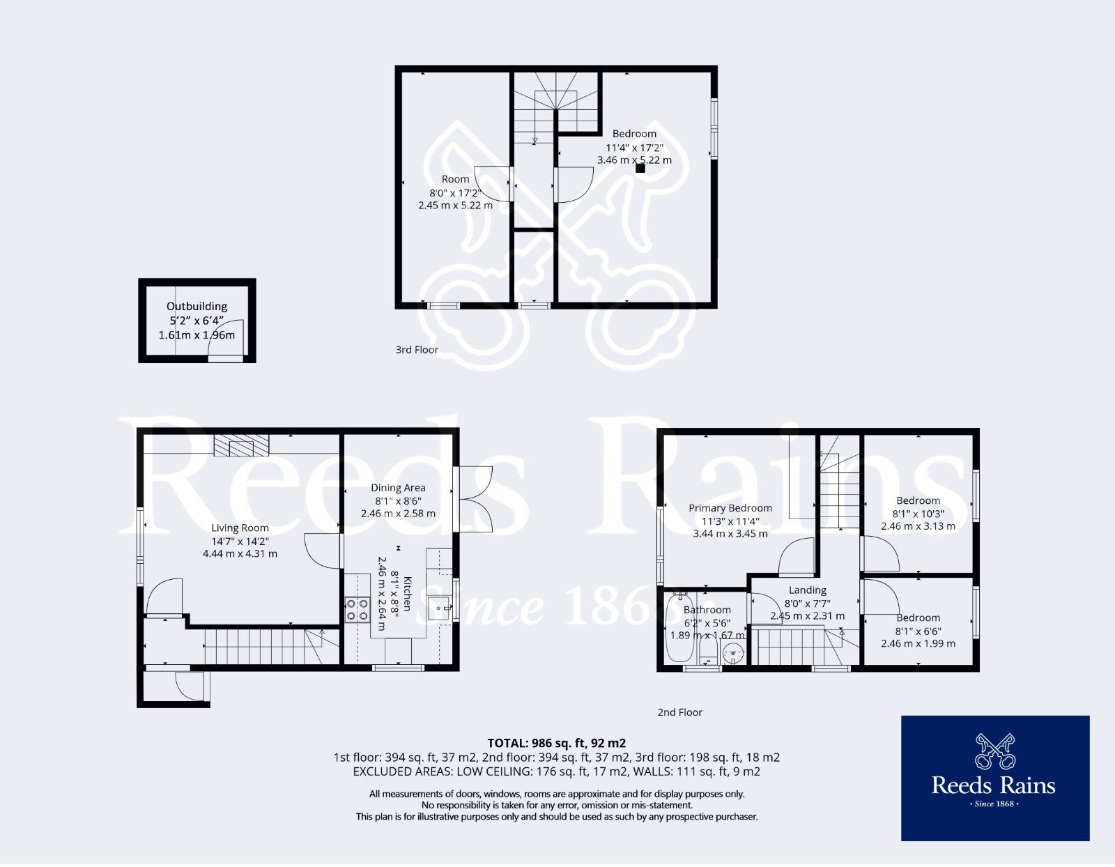 Floorplan of 4 bedroom End Terrace House for sale, Elmley Road, Ashton-under-Hill, Worcestershire, WR11