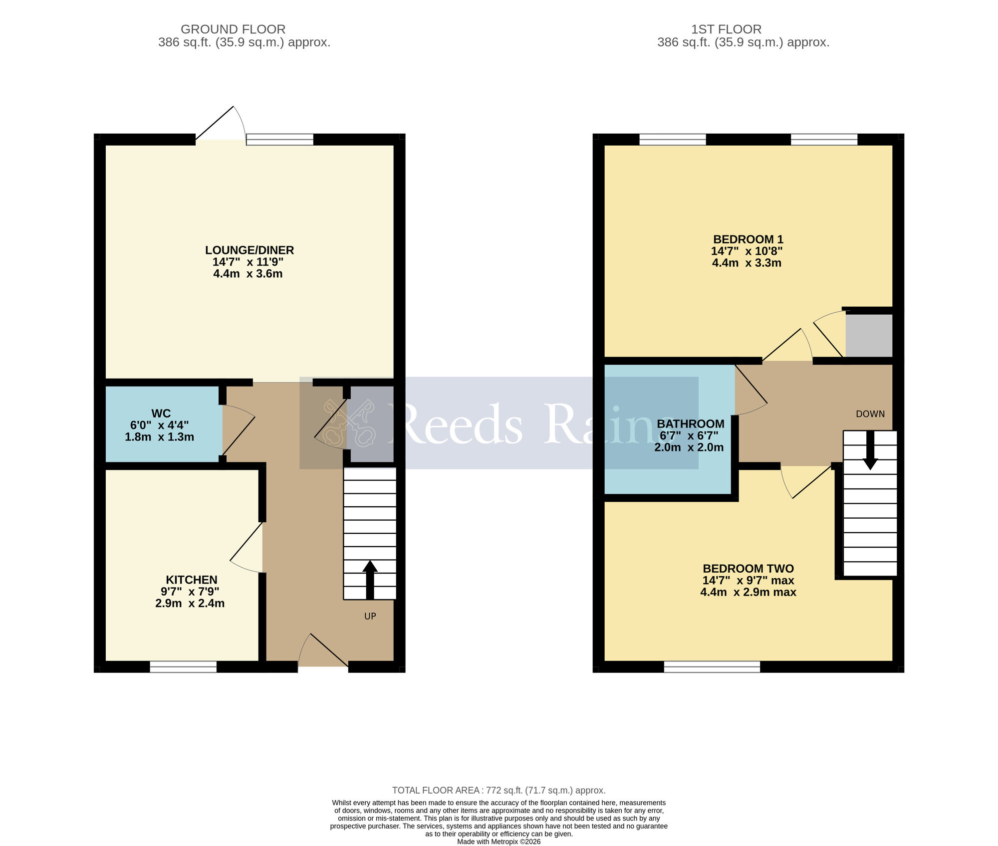 Floorplan of 2 bedroom Mid Terrace House for sale, Greengage Way, Evesham, Worcestershire, WR11