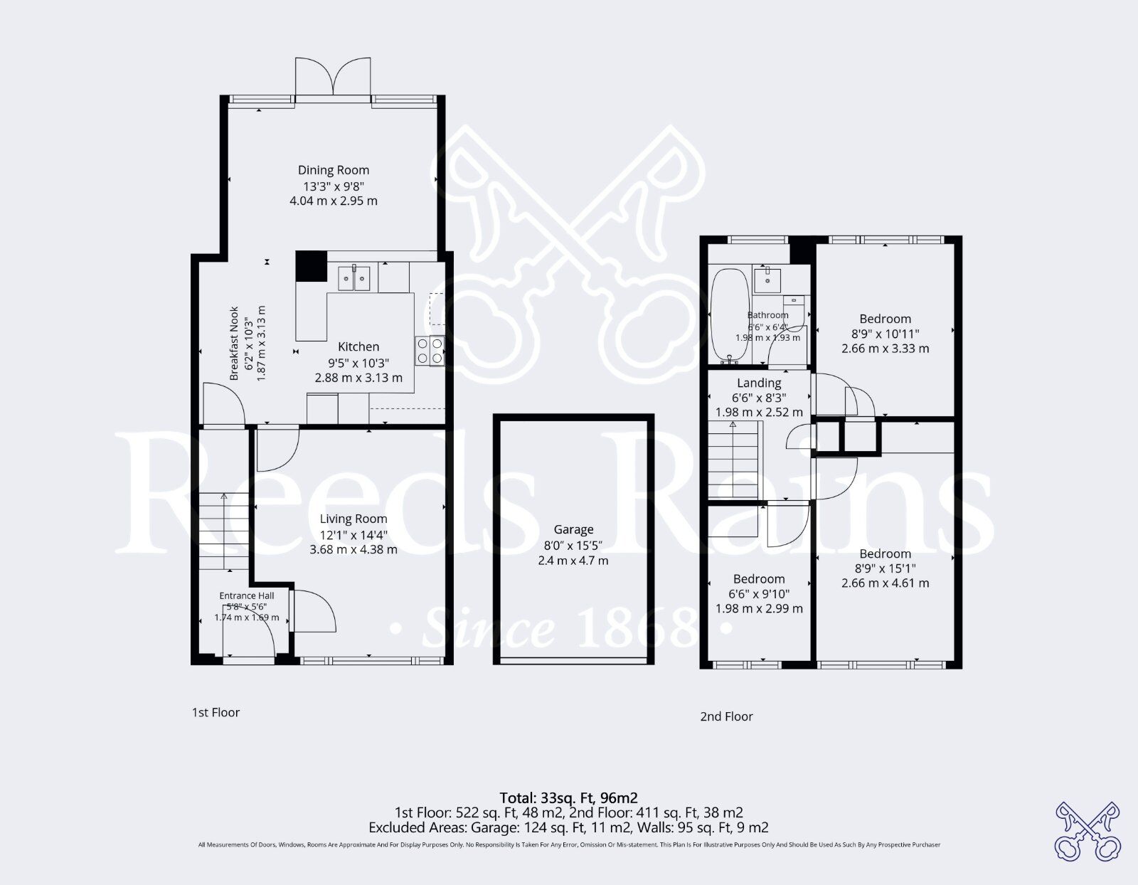 Floorplan of 3 bedroom Mid Terrace House for sale, Donney Brook, Evesham, Worcestershire, WR11