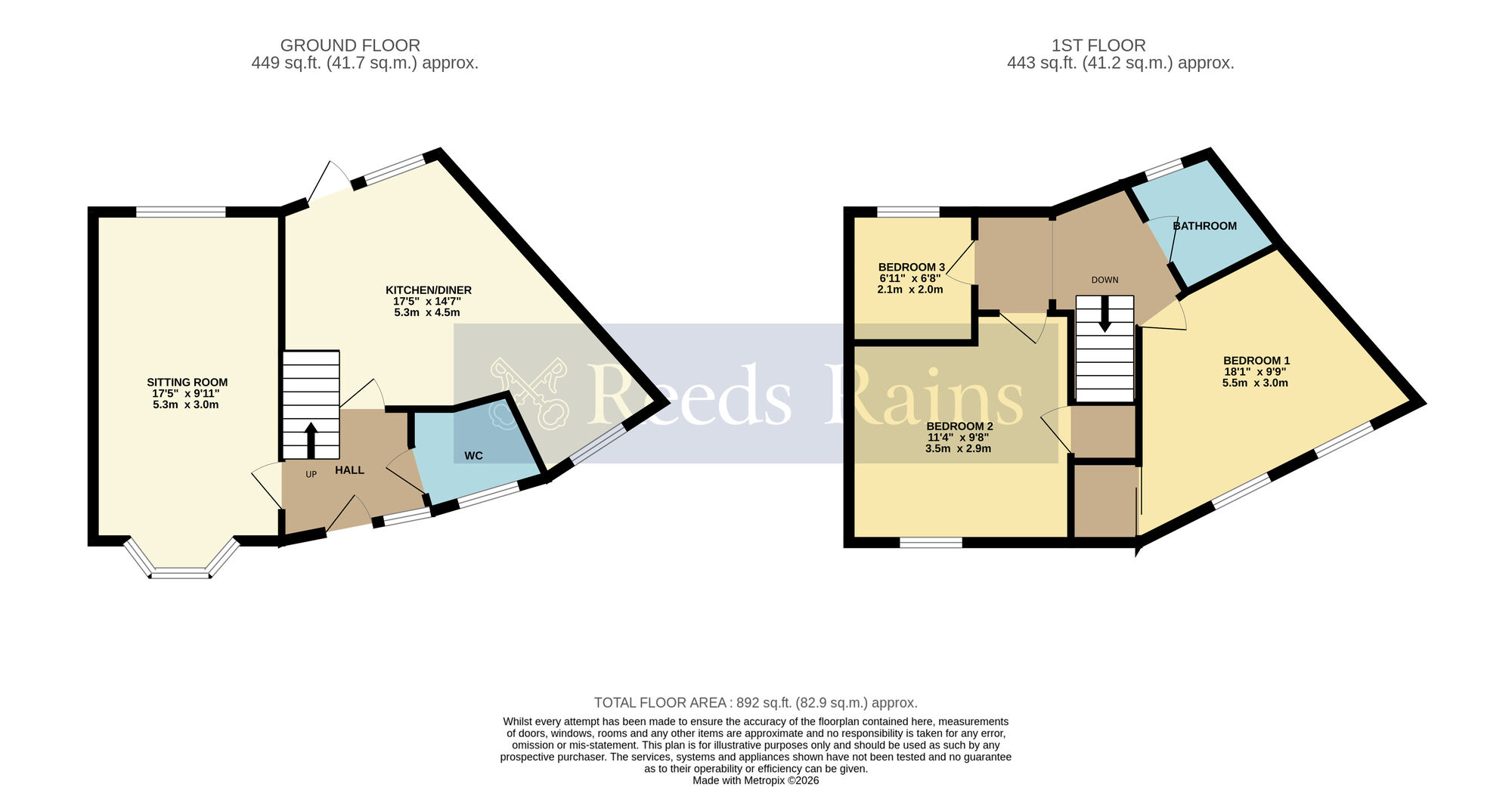Floorplan of 3 bedroom Semi Detached House for sale, Cornflower Drive, Evesham, Worcestershire, WR11