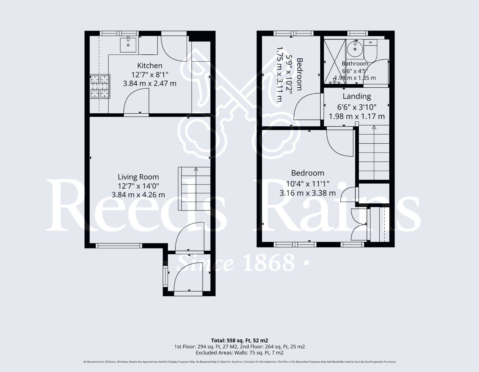 Floorplan of 2 bedroom Semi Detached House for sale, Hazel Avenue, Evesham, Worcestershire, WR11