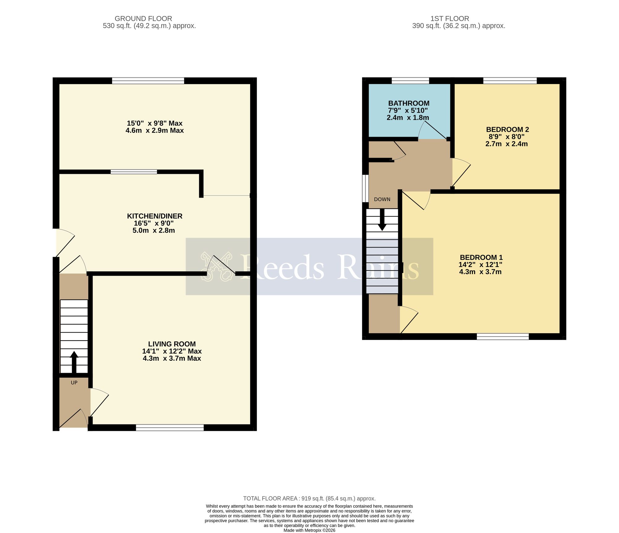 Floorplan of 2 bedroom Semi Detached House for sale, Bunns Road, Worcester, Worcestershire, WR5
