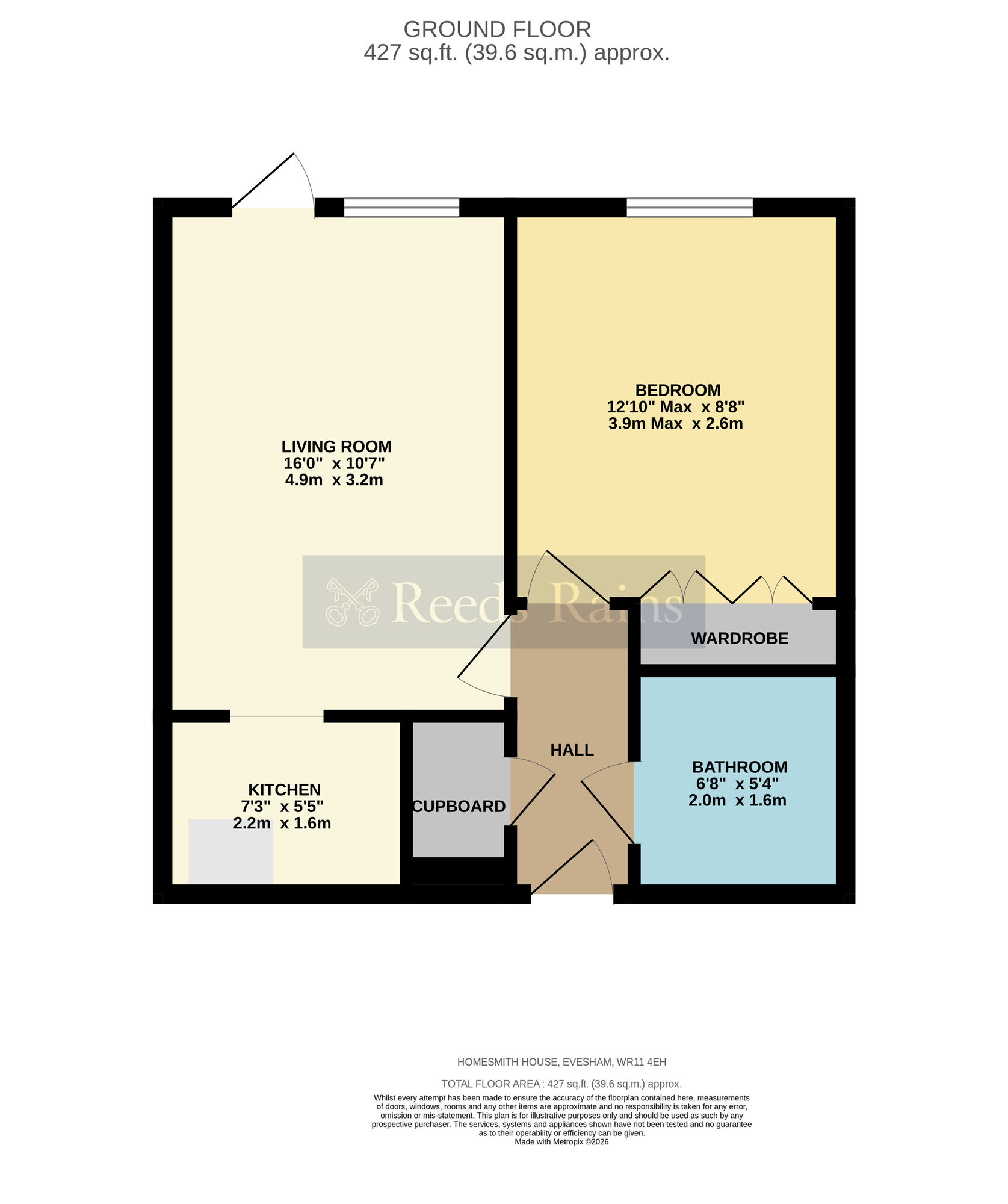 Floorplan of 1 bedroom Flat for sale, St. Marys Road, Evesham, Worcestershire, WR11
