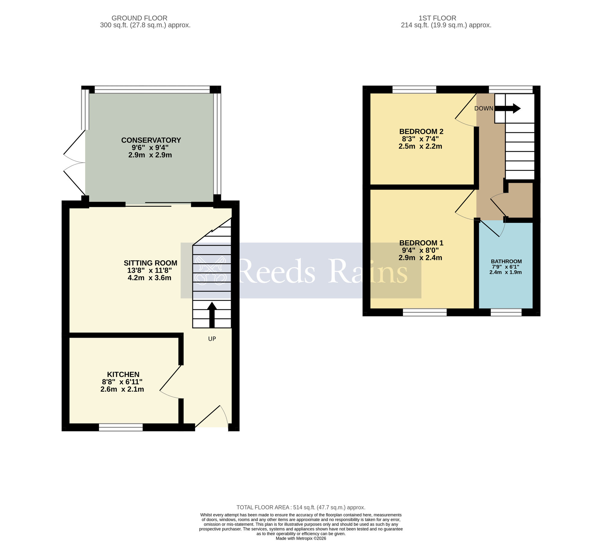 Floorplan of 2 bedroom Mid Terrace House for sale, Owletts End, Evesham, Worcestershire, WR11