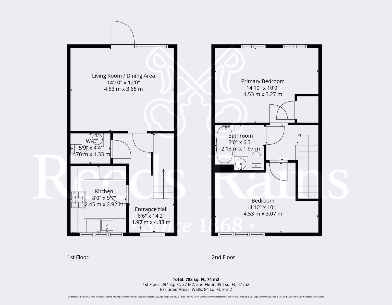 Floorplan of 2 bedroom End Terrace House for sale, Greengage Way, Evesham, Worcestershire, WR11