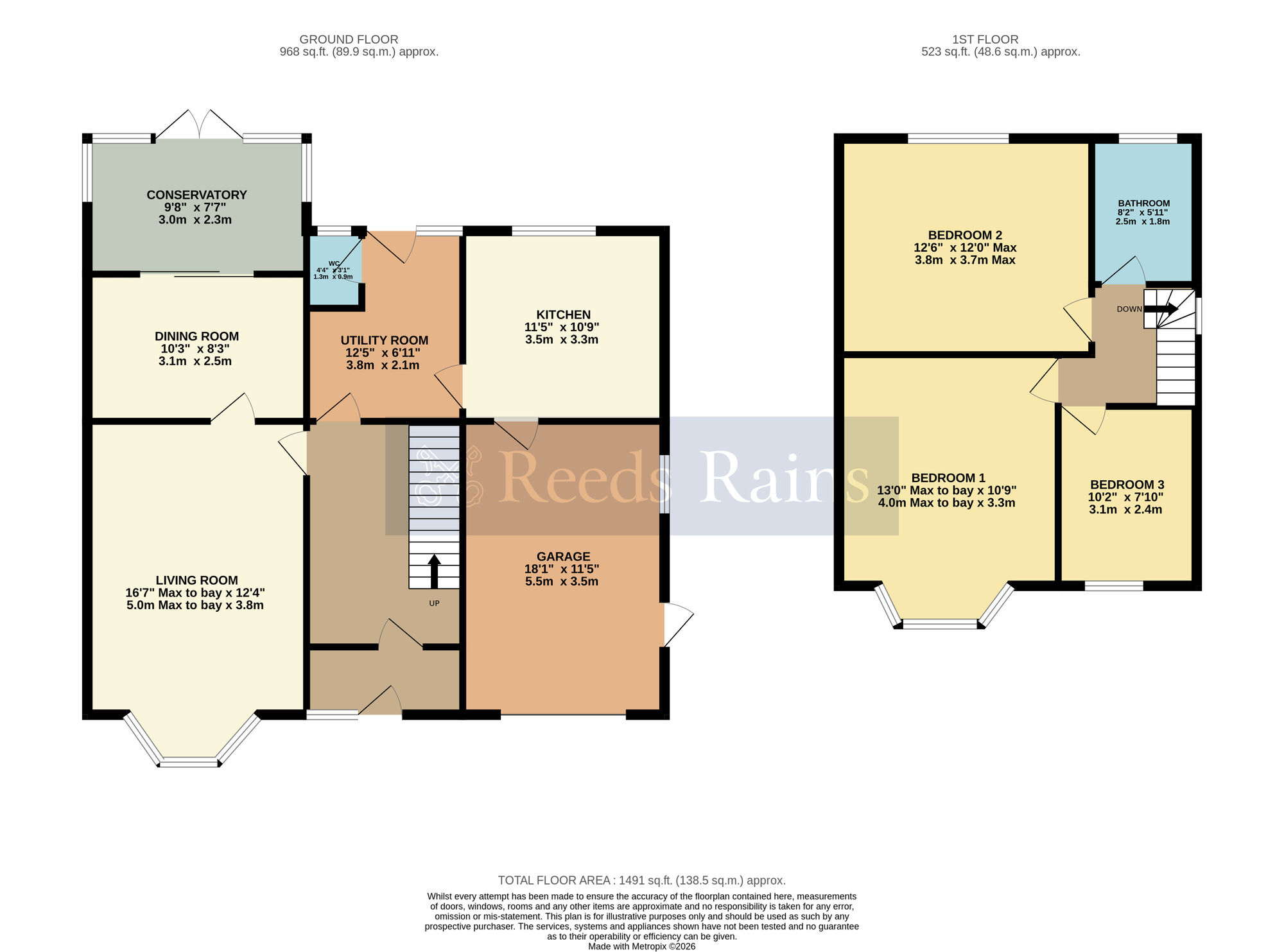 Floorplan of 3 bedroom Semi Detached House for sale, School Lane, Badsey, Worcestershire, WR11