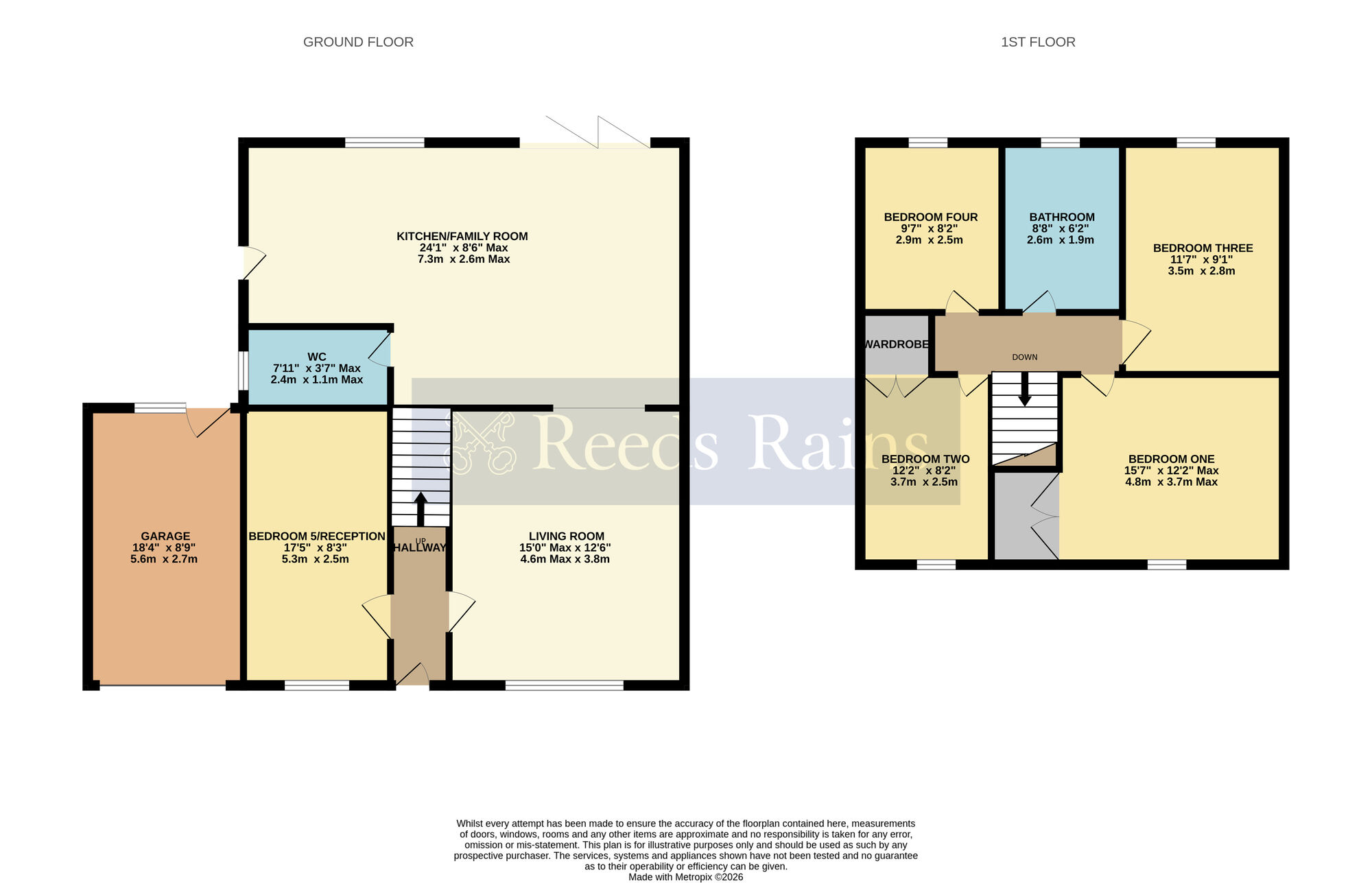 Floorplan of 4 bedroom Detached House for sale, Falkland Road, Evesham, Worcestershire, WR11