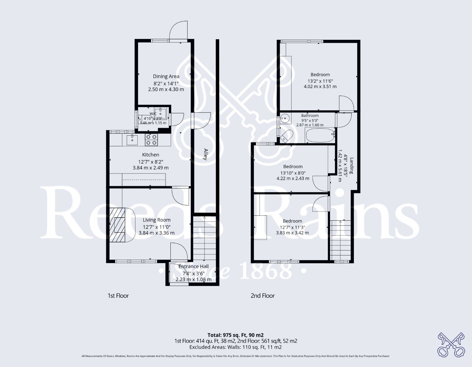 Floorplan of 3 bedroom Mid Terrace House for sale, College Row, Throckmorton, Worcestershire, WR10