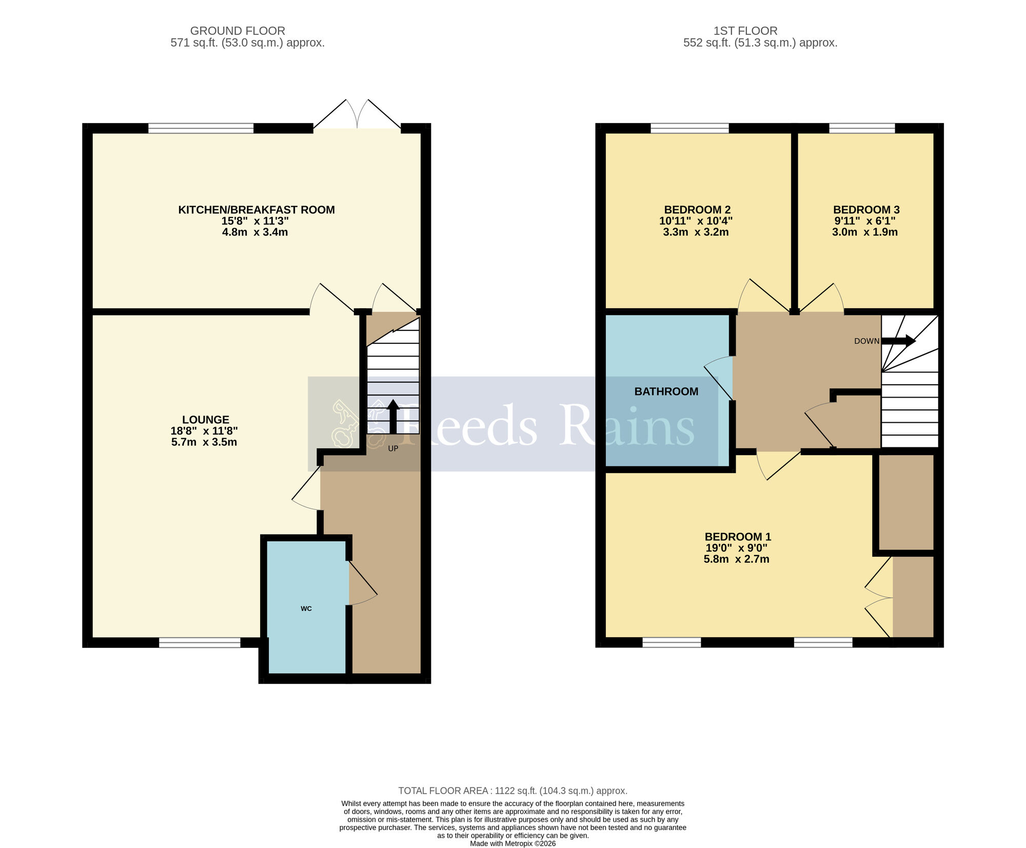 Floorplan of 3 bedroom Mid Terrace House for sale, Snaffle Way, Evesham, Worcestershire, WR11