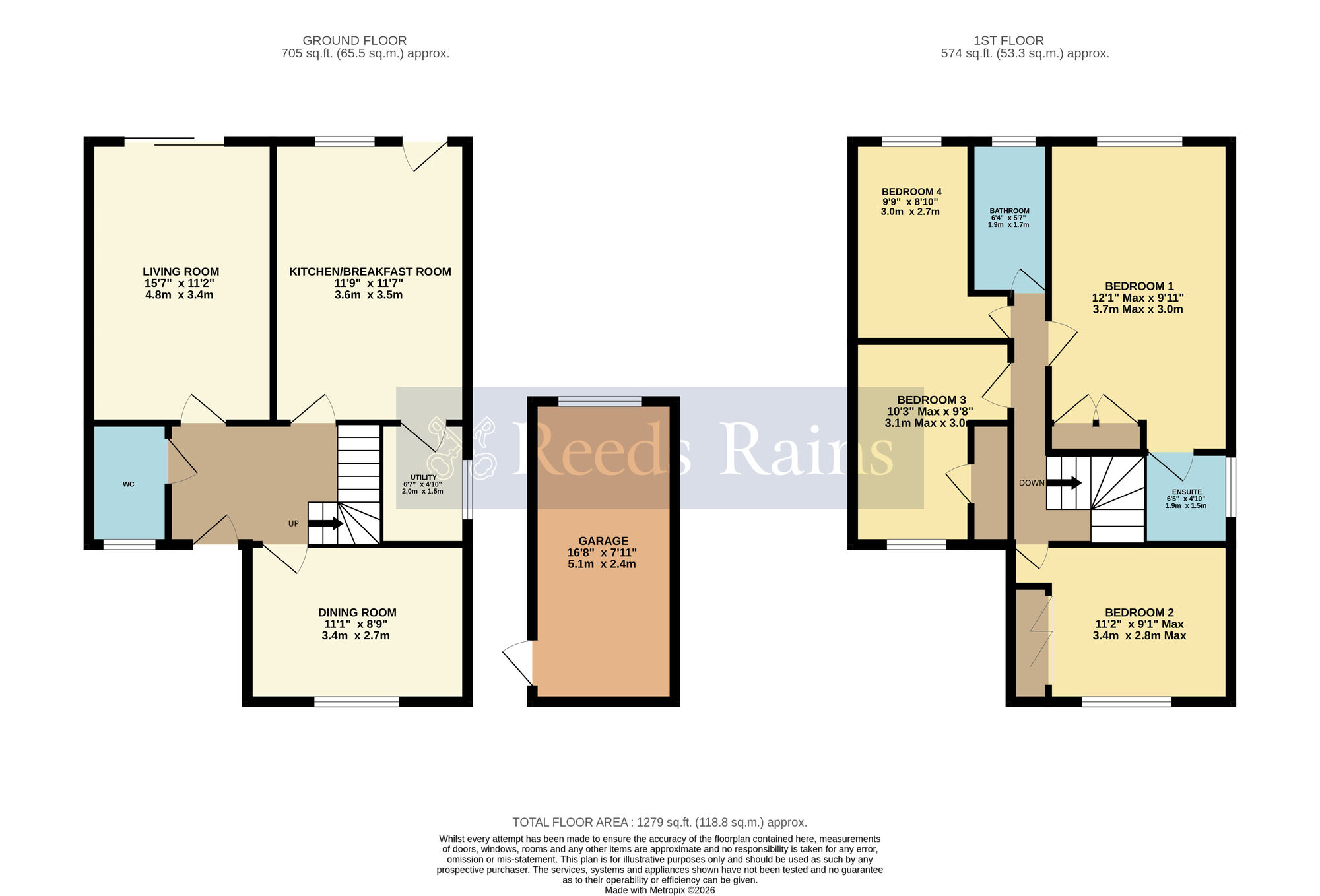 Floorplan of 4 bedroom Detached House for sale, Beach Close, Evesham, Worcestershire, WR11
