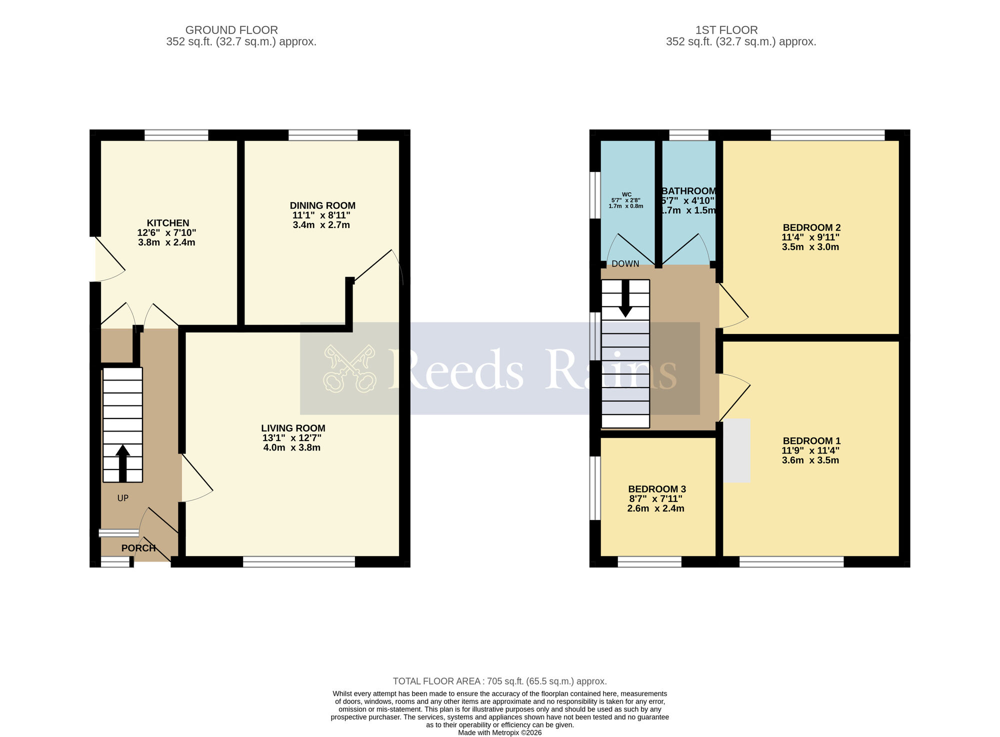 Floorplan of 3 bedroom Semi Detached House for sale, Two Hedges Road, Bishops Cleeve, Gloucestershire, GL52